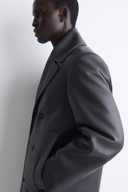 TAILORED PADDED LEATHER COAT — ANTHRACITE 3