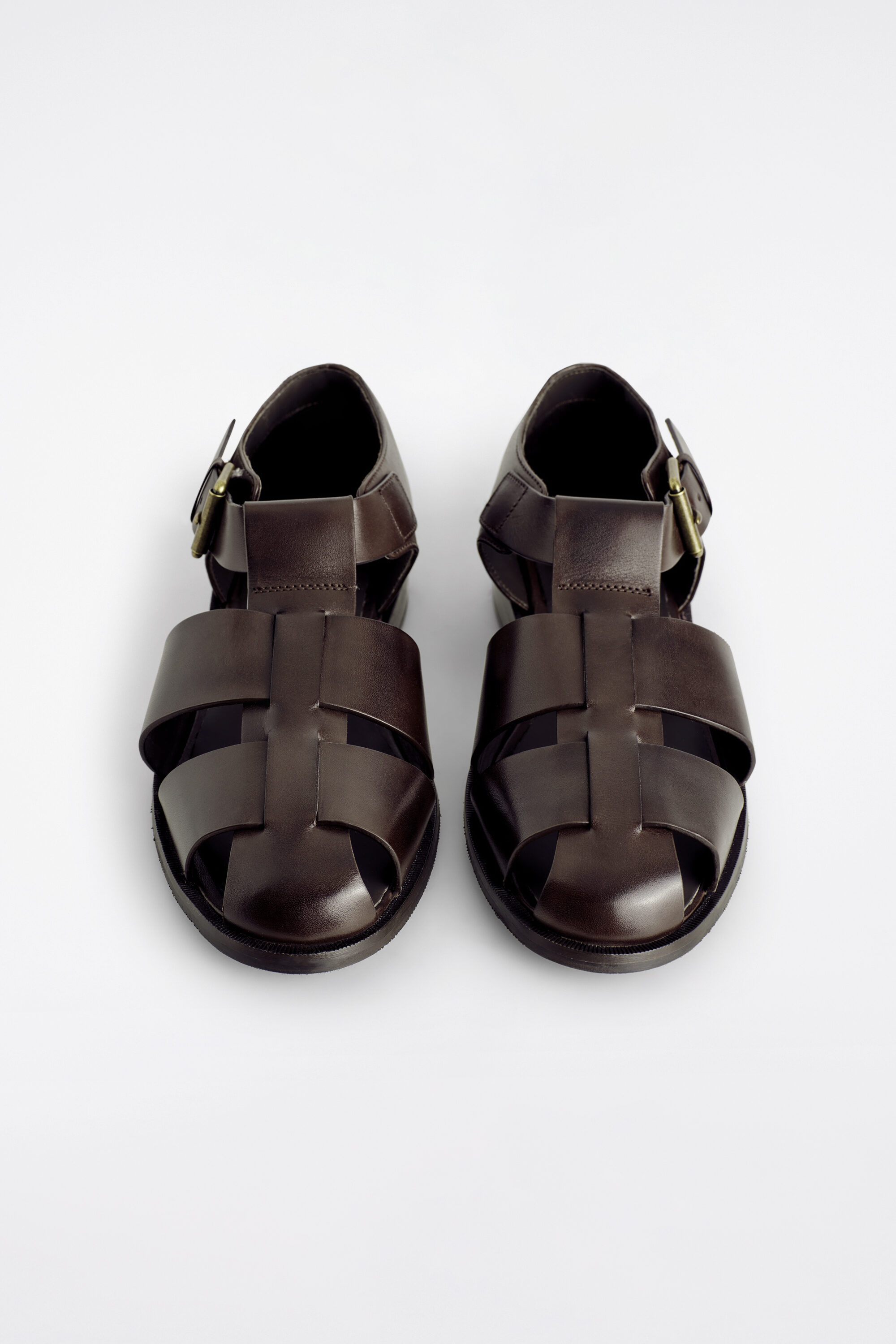 LEATHER FISHERMAN SANDALS - DARK BROWN | COS