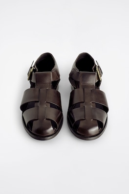 LEATHER FISHERMAN SANDALS — DARK BROWN 1