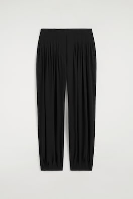 PLEATED CREPE BALLOON PANTS — BLACK 8