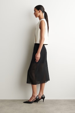 CONTRAST-TRIMMED WRAP VEST — WHITE / BROWN 4