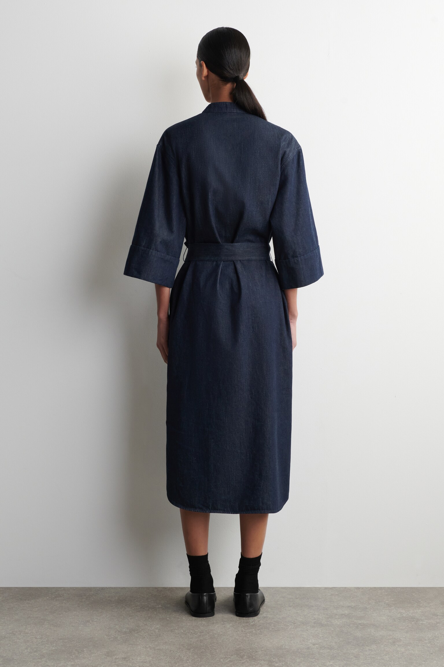 ROCHIE CĂMAȘĂ MIDI UTILITARĂ DIN DENIM - ALBASTRU ÎNCHIS - 5