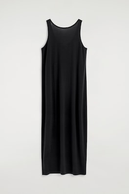 ROUNDED MERINO WOOL MAXI DRESS — BLACK 8