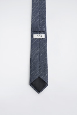 DENIM-EFFECT SILK-COTTON TIE — BLUE MÉLANGE 4