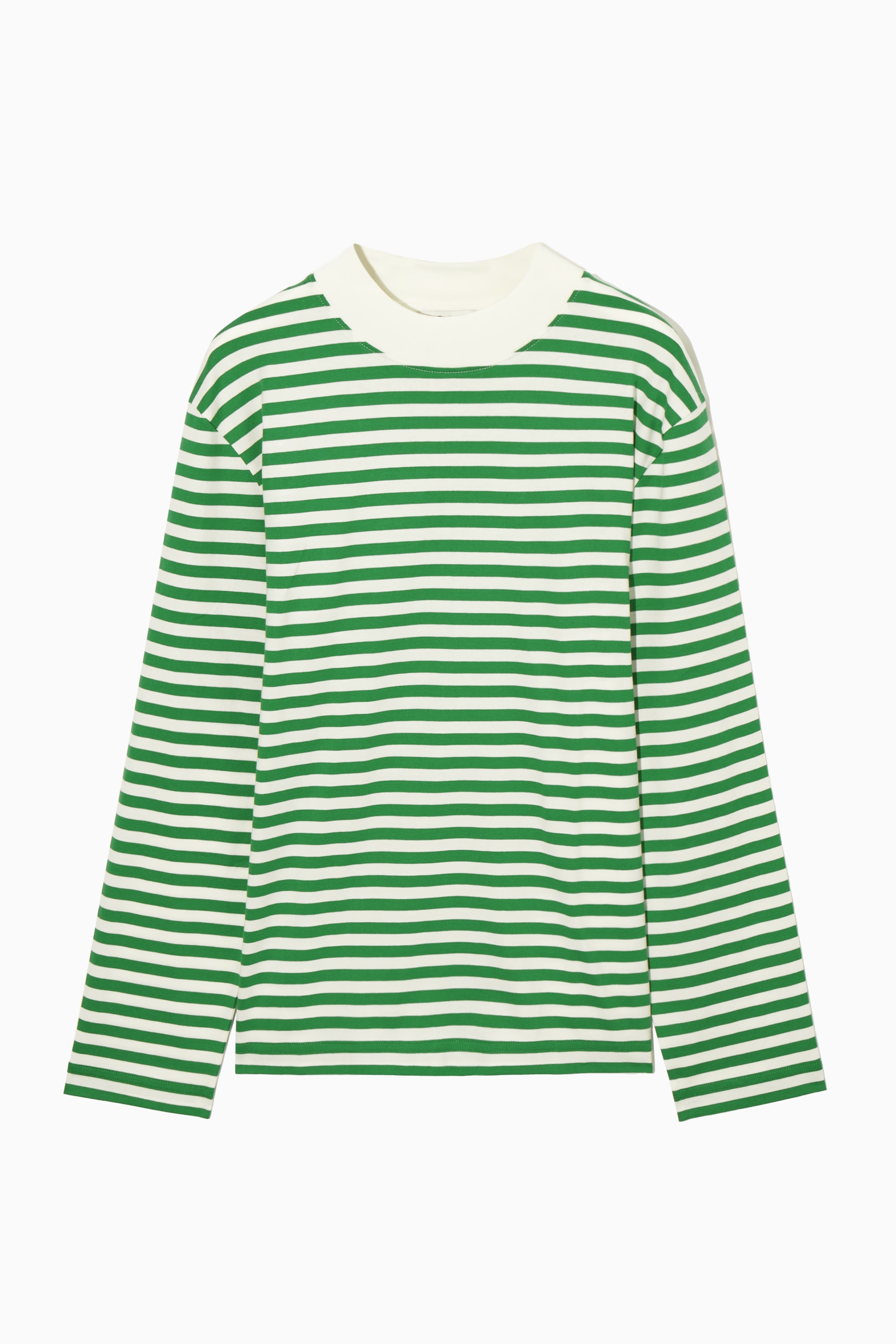 LONG-SLEEVED MOCK-NECK T-SHIRT - GREEN / STRIPED - Ladies | H&M GB
