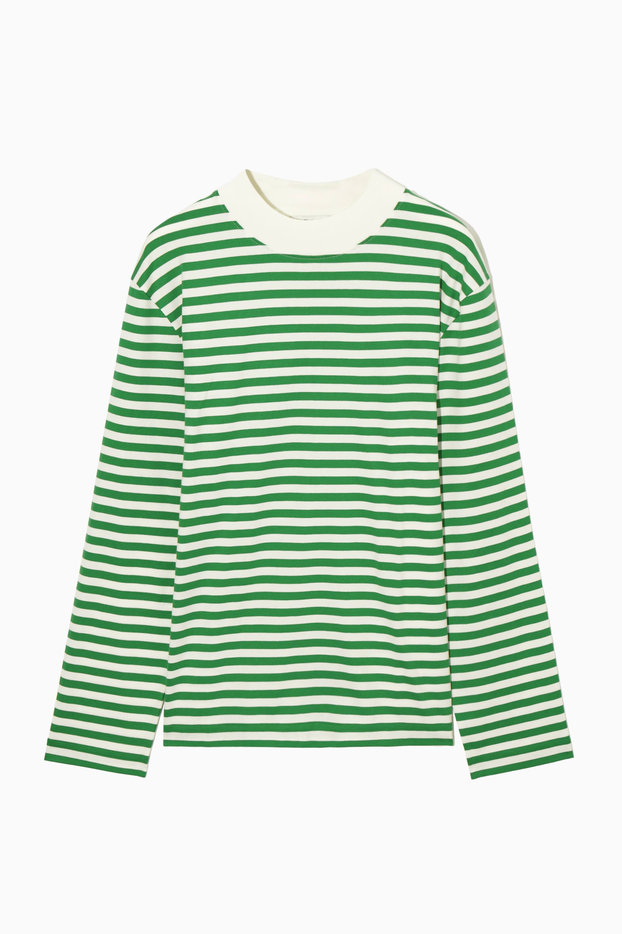 View larger image: LONG-SLEEVED MOCK-NECK T-SHIRT - GREEN / STRIPED - Ladies | H&M GB 1