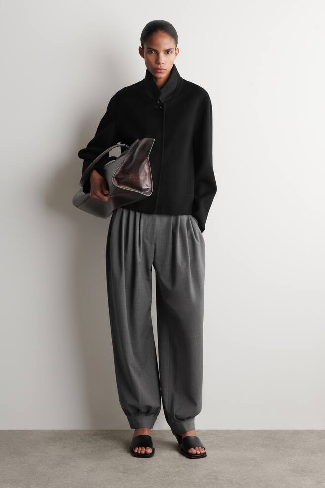 STRUCTURED DOUBLE-FACED WOOL JACKET - BLACK - 1