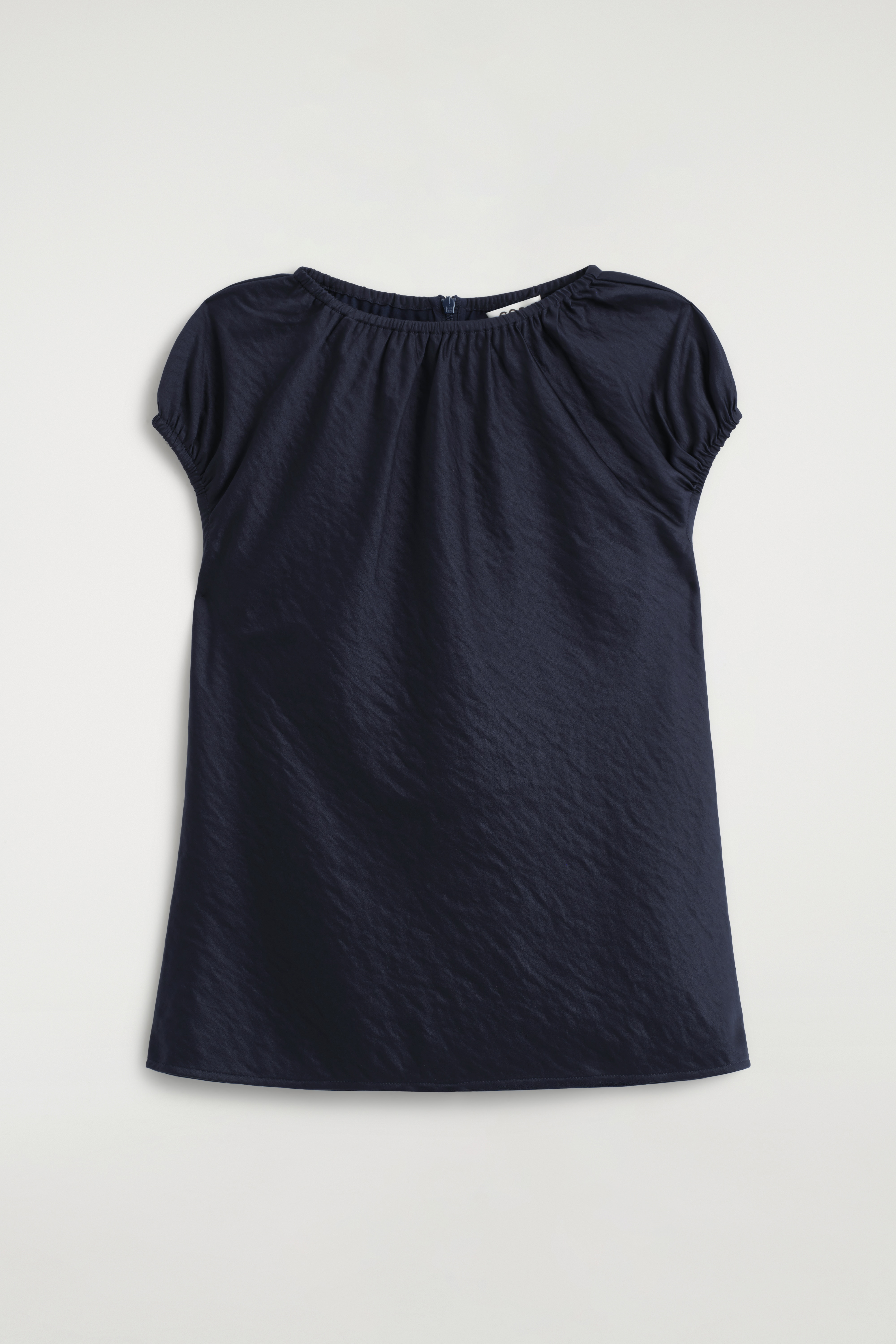 TOP ARRICCIATO IN RASO INCRESPATO - BLU NAVY
