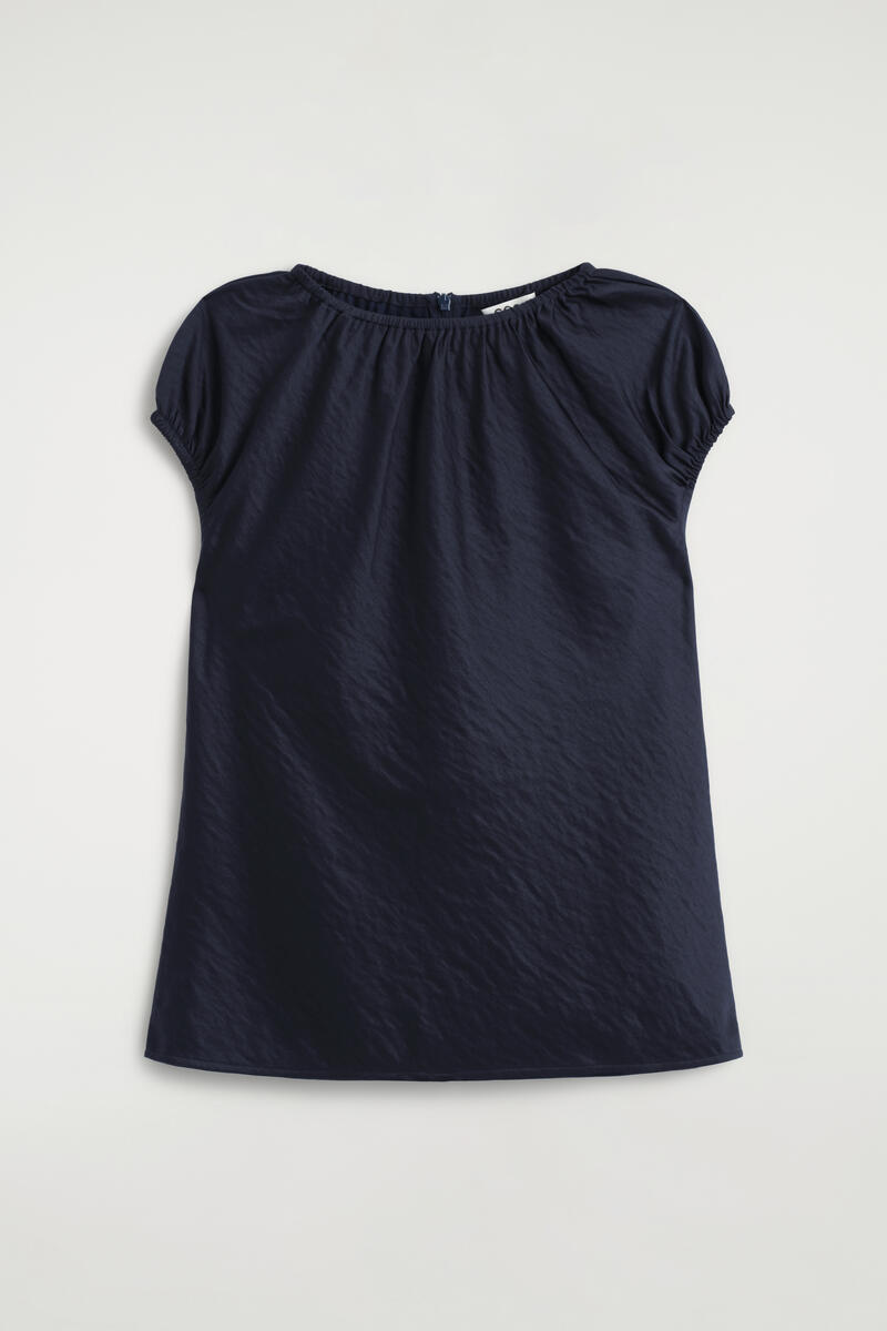 Gathered Crinkled-Satin Top