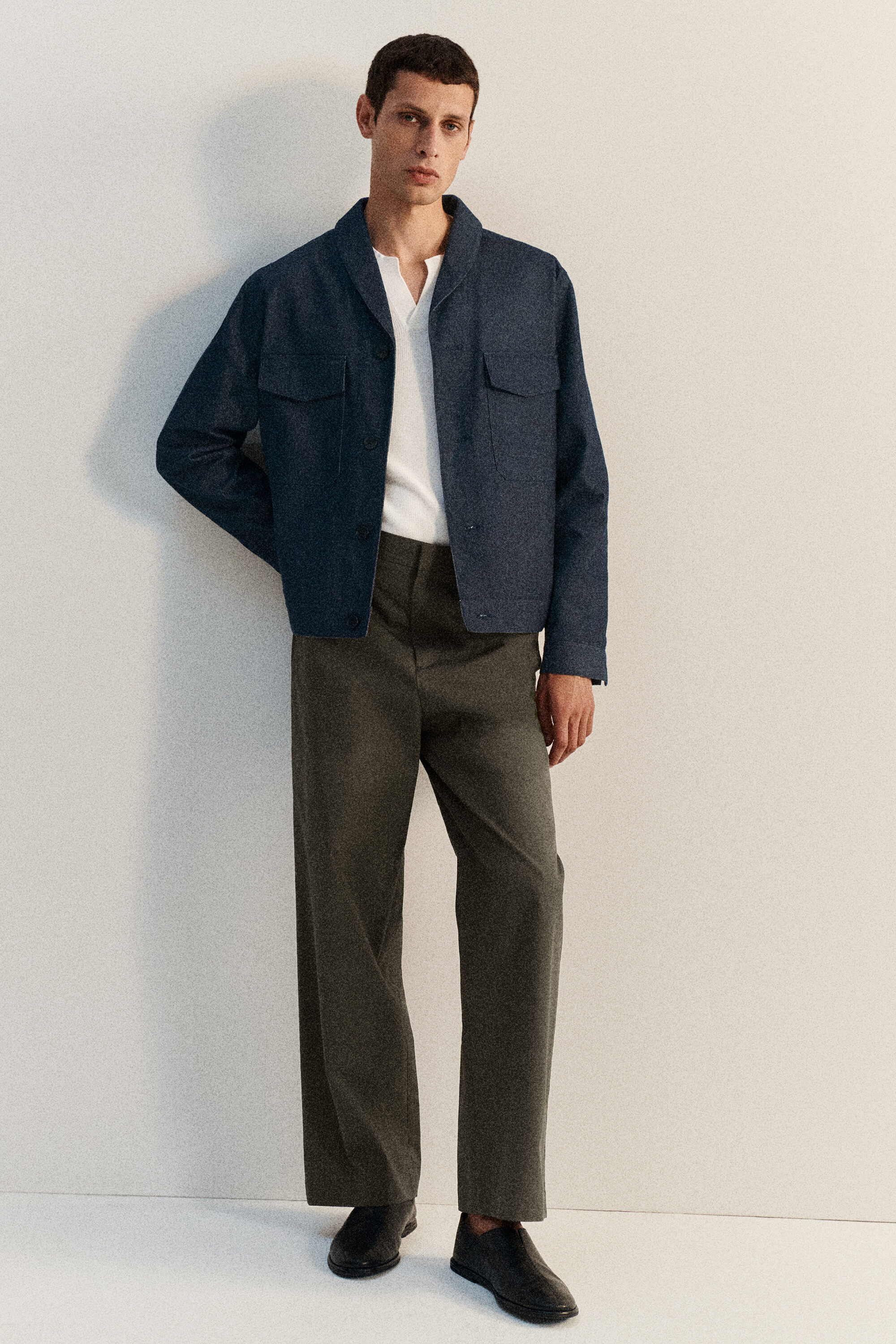 SHAWL-COLLAR DENIM-EFFECT SHIRT JACKET - INDIGO | COS US