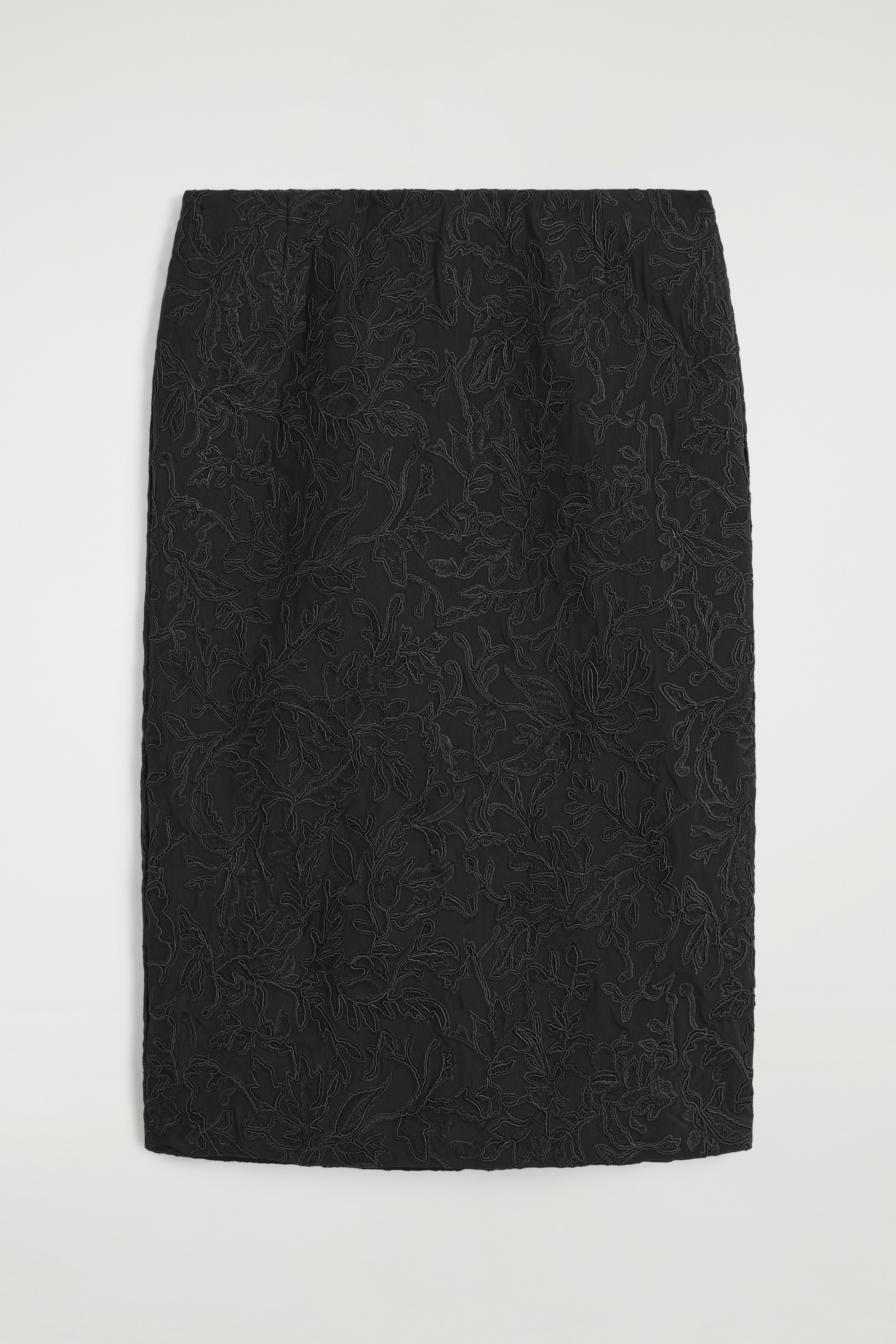 EMBROIDERED MESH MIDI SKIRT