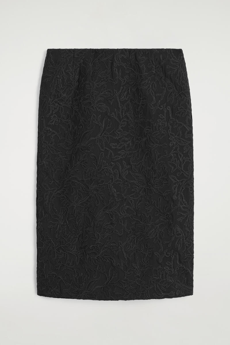 Embroidered Mesh Midi Skirt
