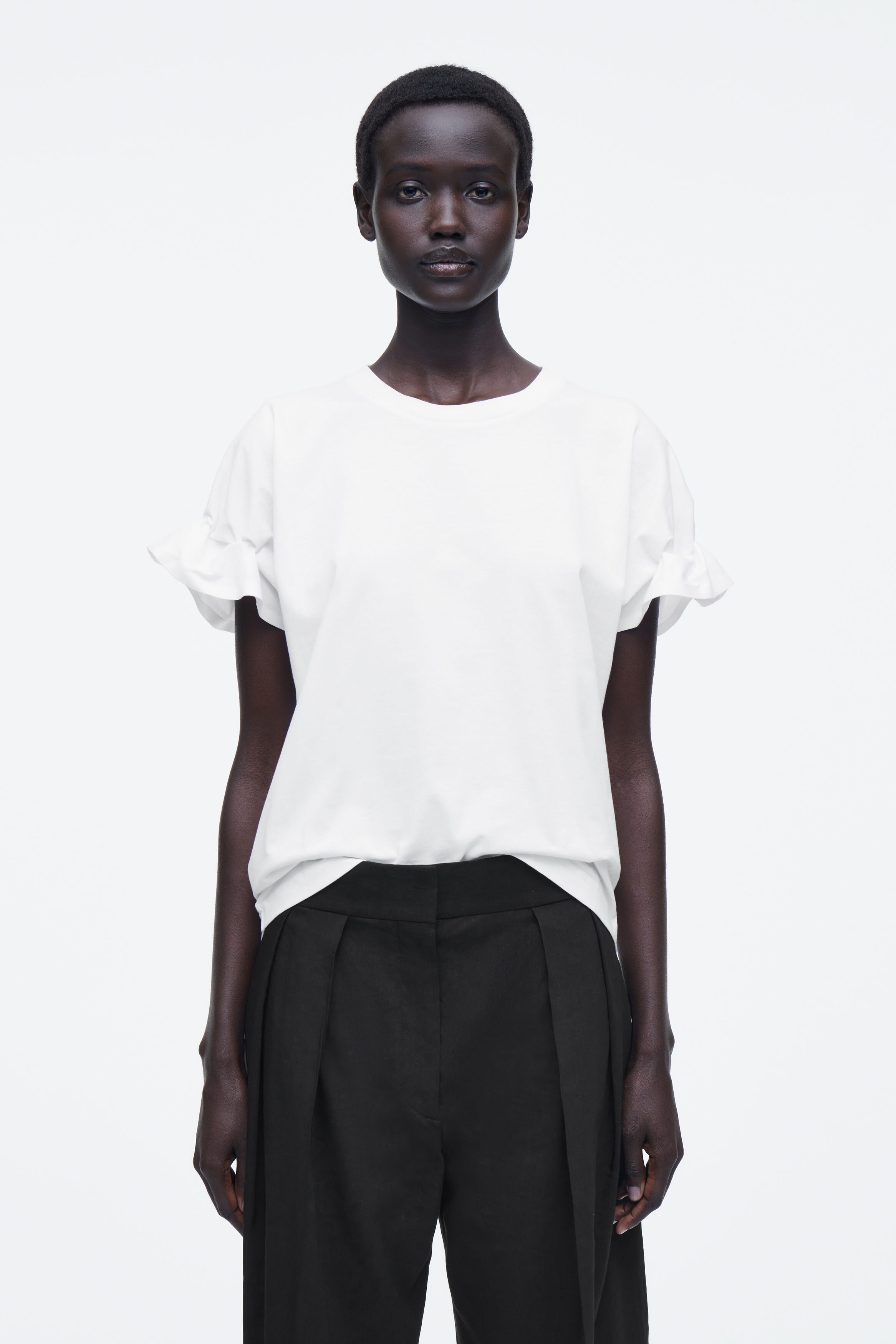 GATHERED-SLEEVE T-SHIRT - WHITE | COS