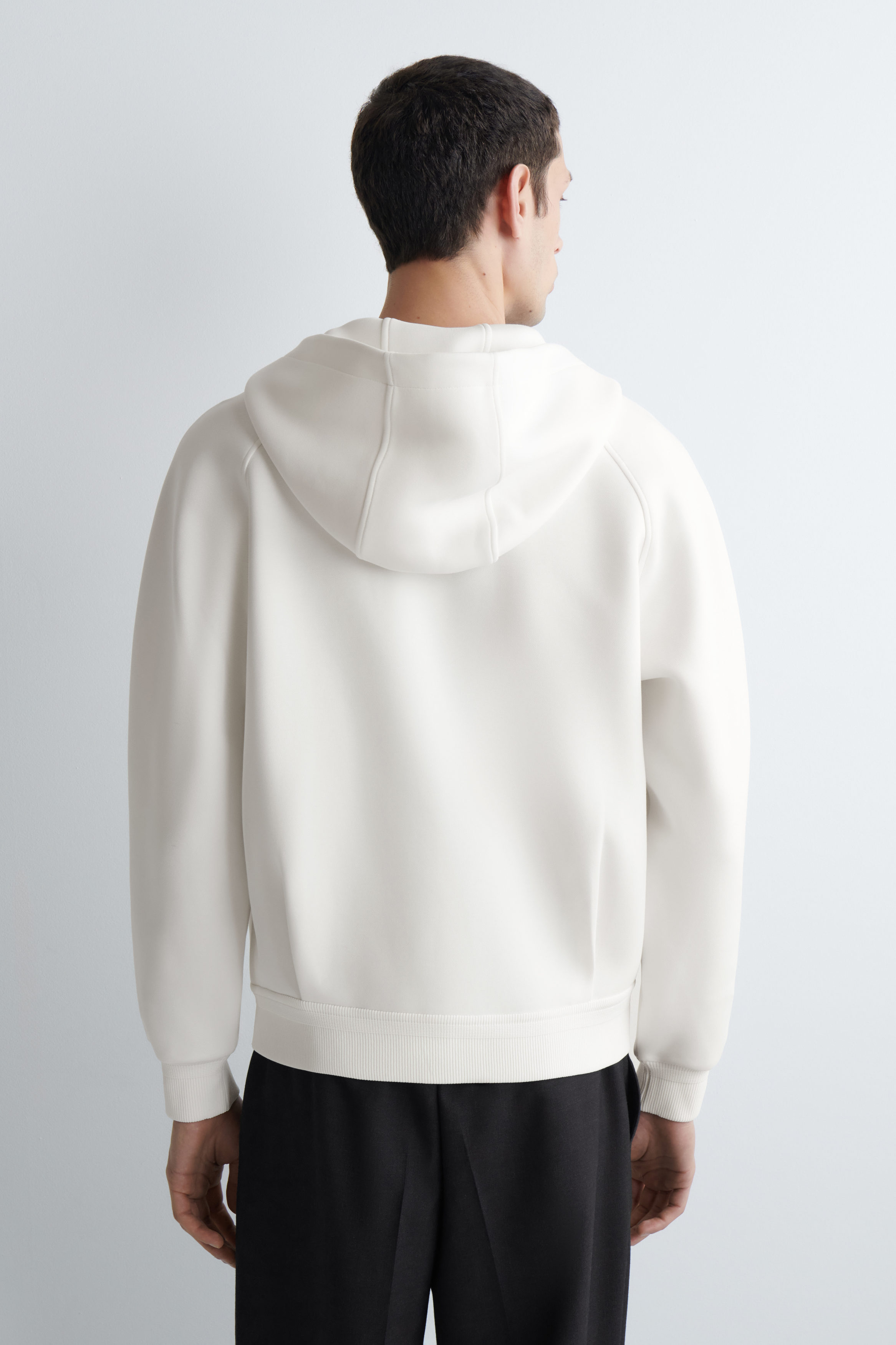 COTTON-PIQUÉ ZIP-UP HOODIE - OFF-WHITE | COS DK