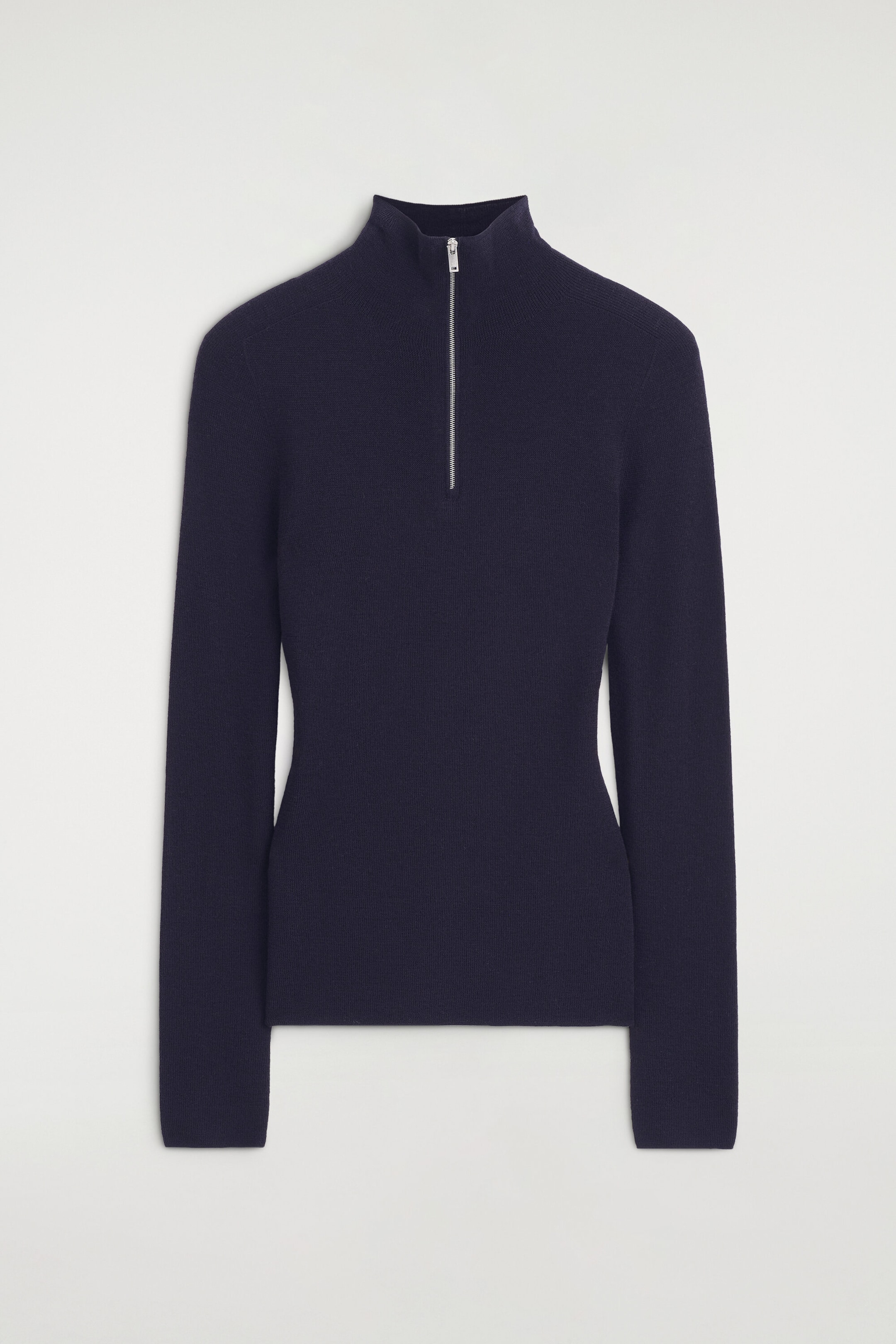 SEAMLESS MERINO WOOL ZIP-UP TOP