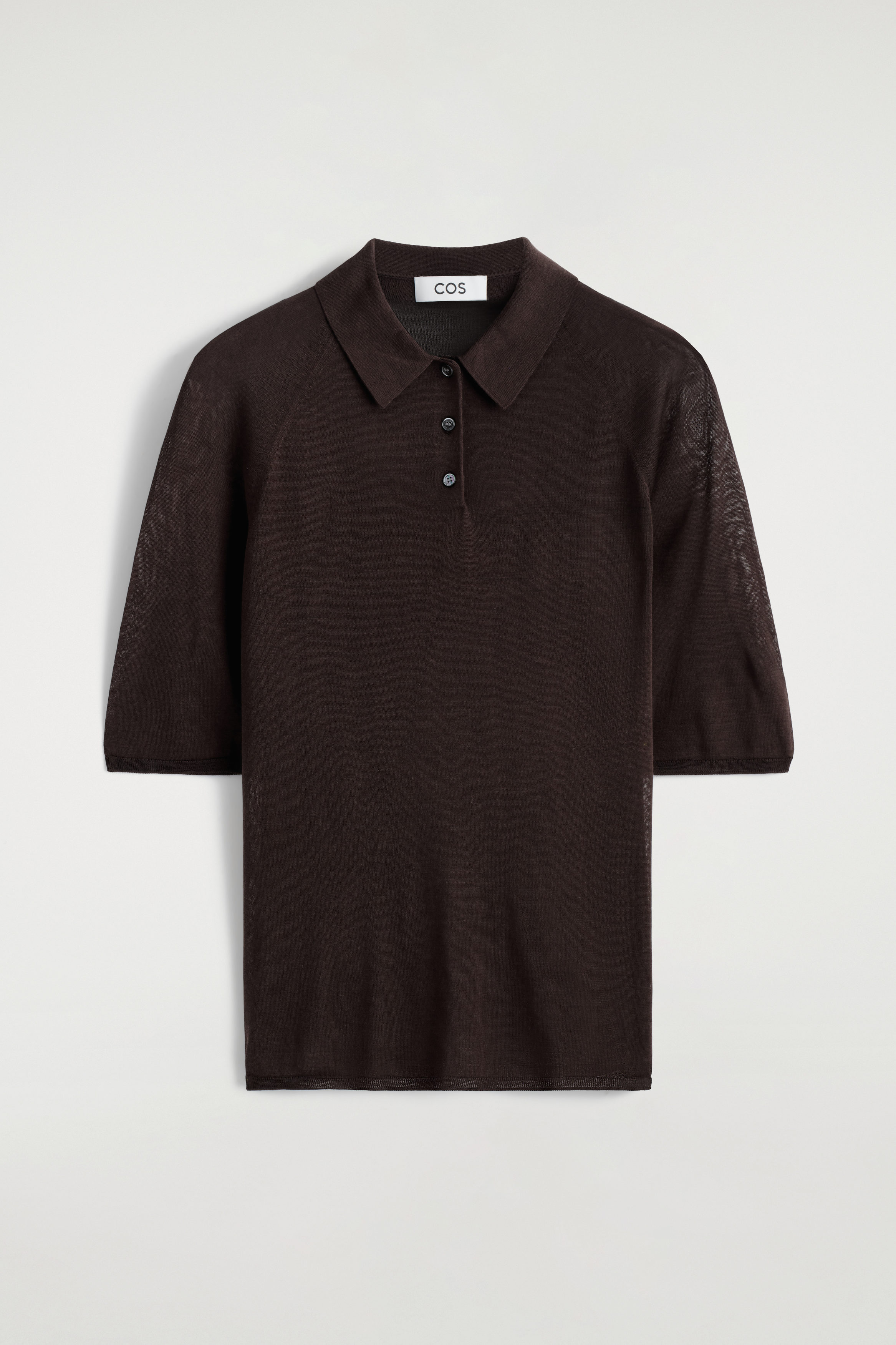 SHEER KNIT SILK POLO SHIRT - BITTER CHOCOLATE | COS US