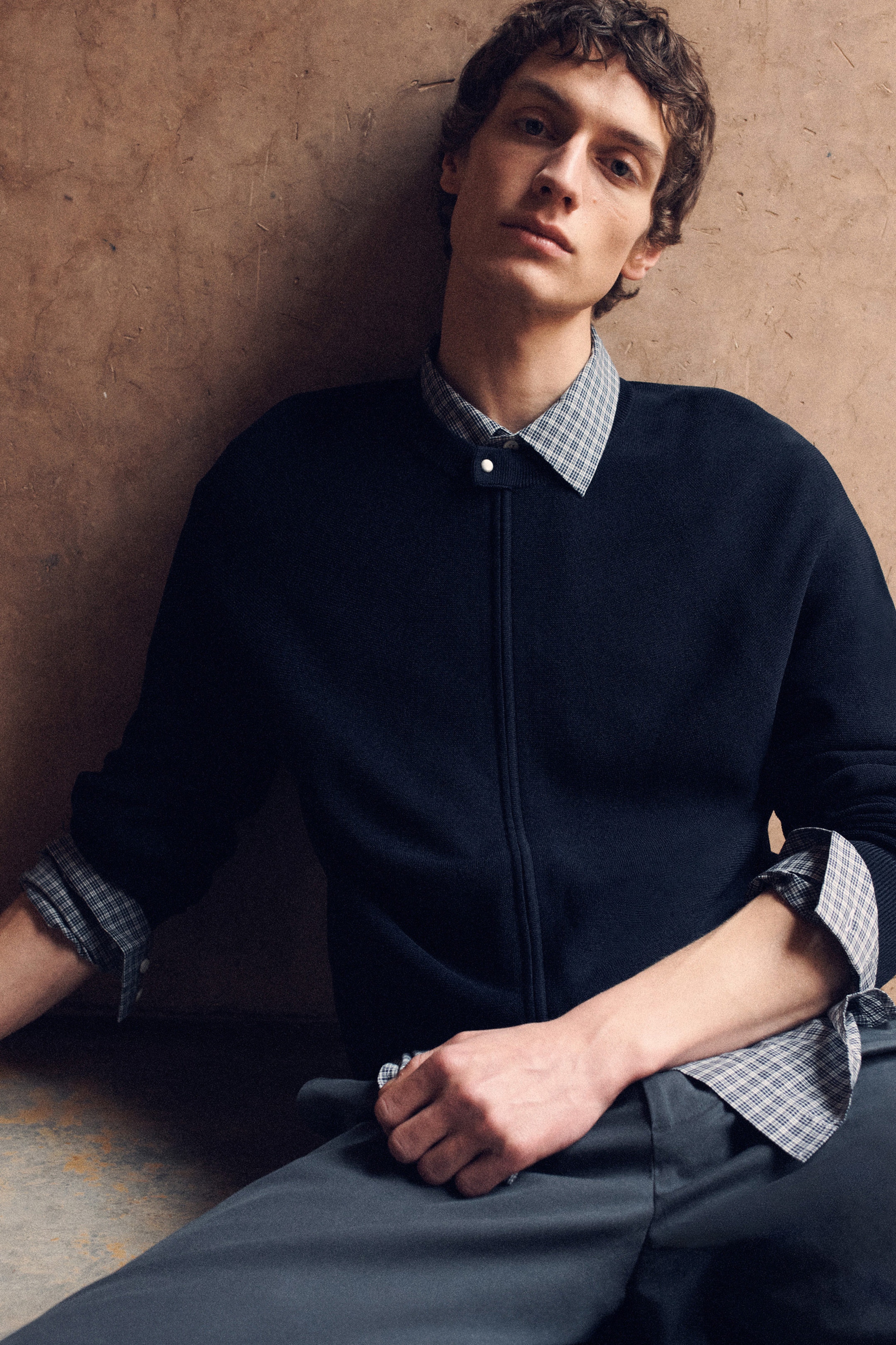 RACER-NECK KNITTED JACKET