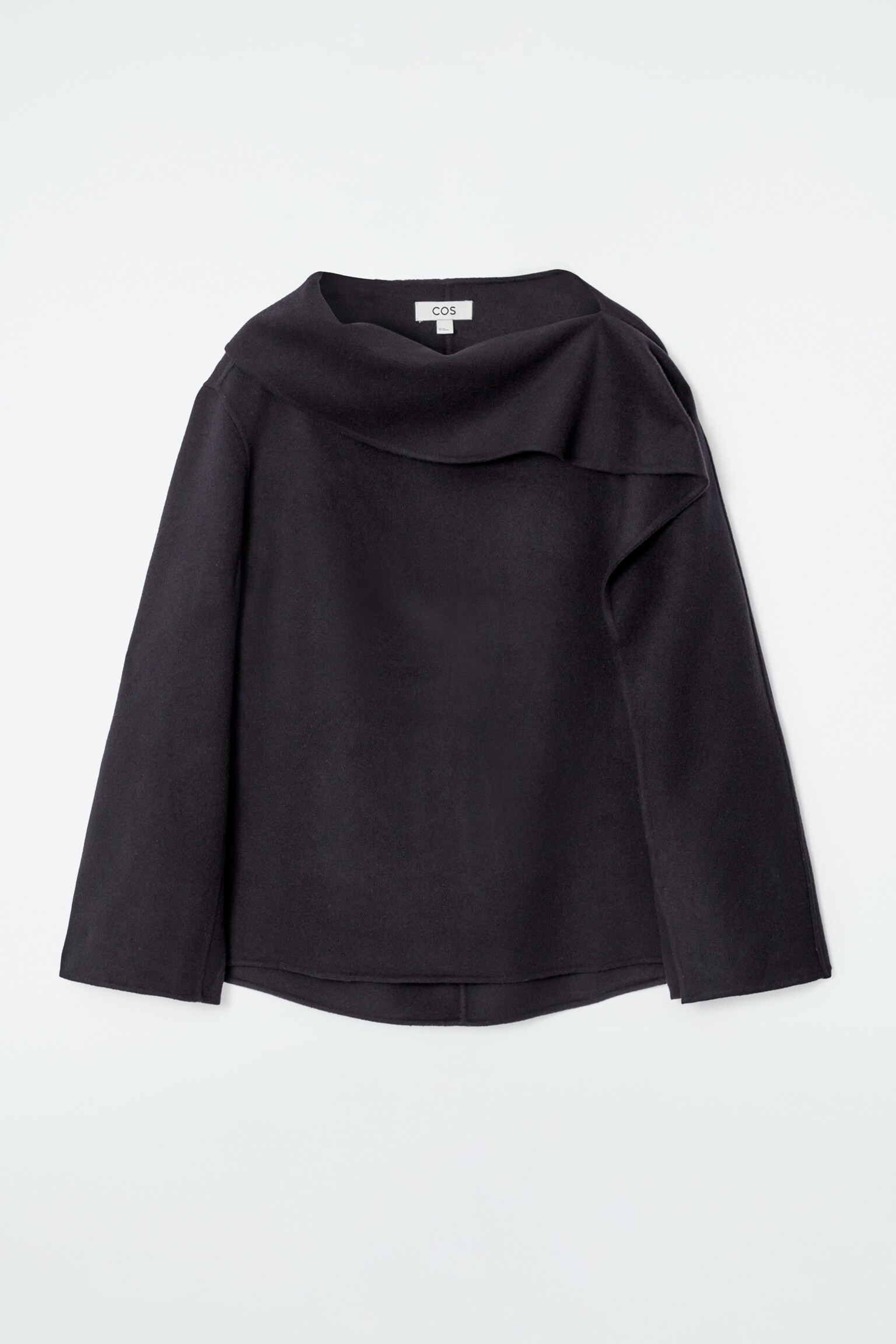 ASYMMETRIC DOUBLE-FACED WOOL TOP - NAVY - 2