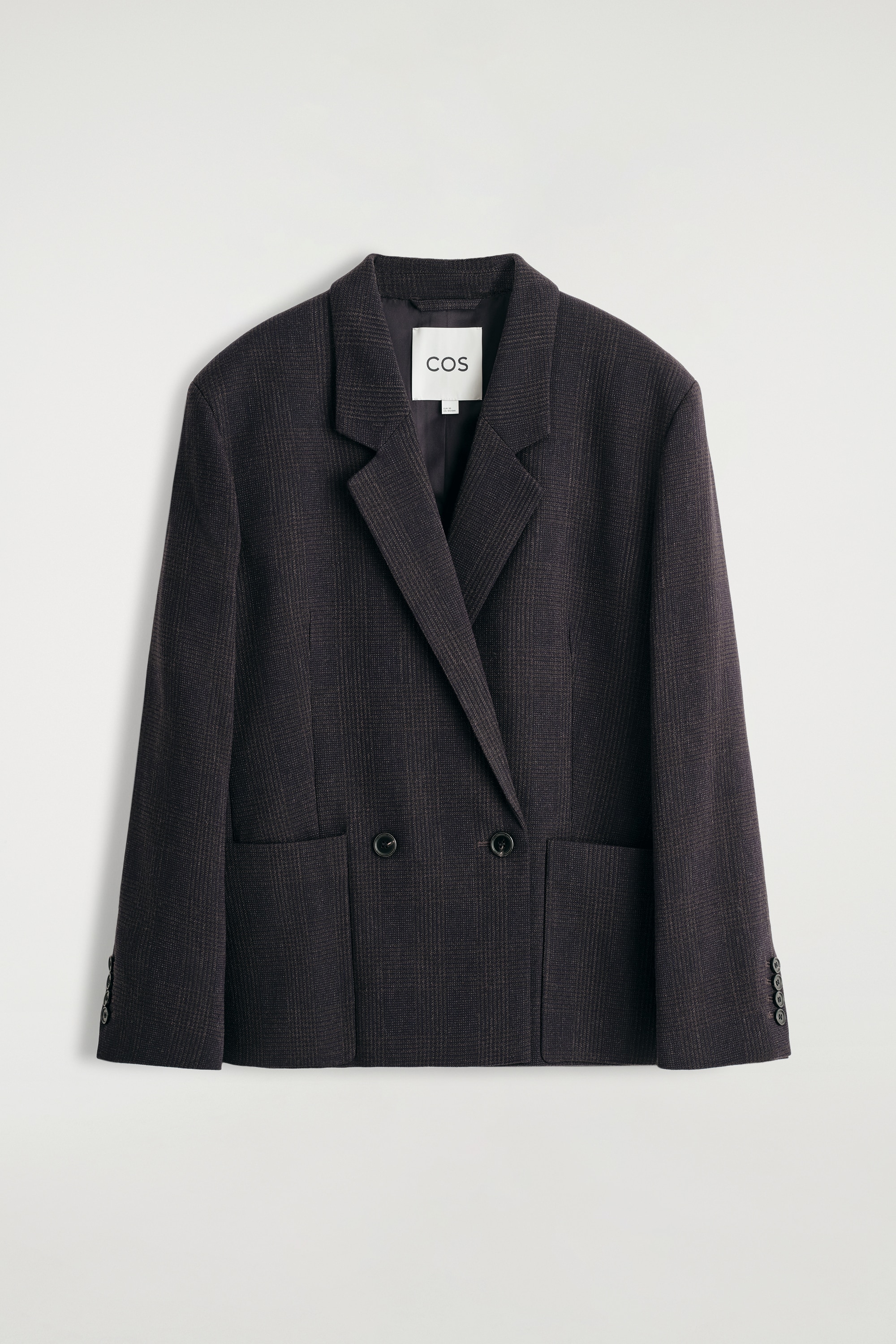 BLAZER DE CUADROS DE BOTONADURA CRUZADA - MARRÓN OSCURO / CUADROS