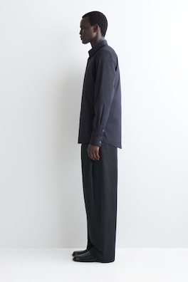 SLIM TAILORED COTTON-POPLIN SHIRT — NAVY / PINSTRIPED 4