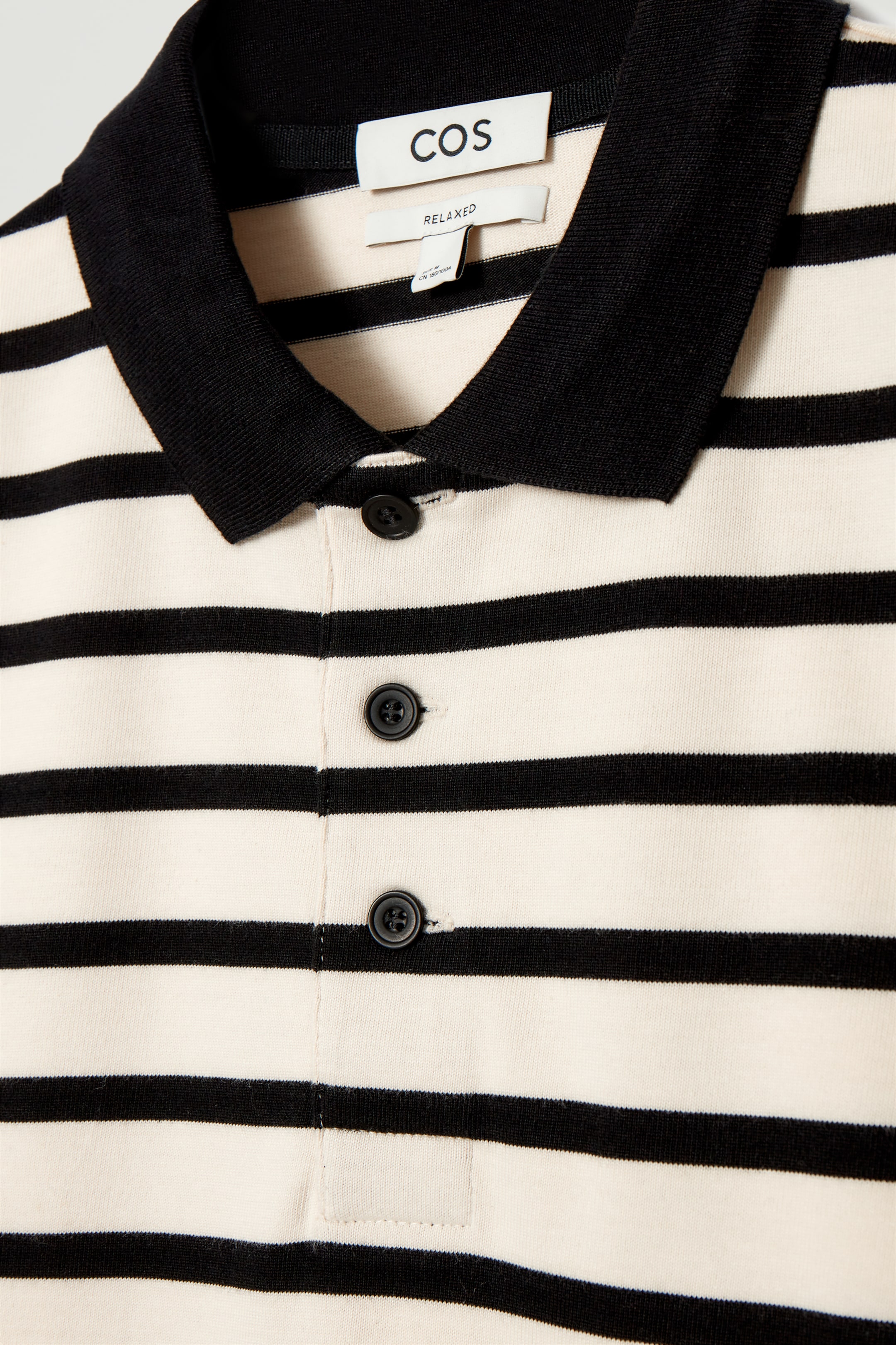 View larger image: STRIPED LONG-SLEEVED POLO SHIRT - ECRU / BLACK - Men | H&M GB 7