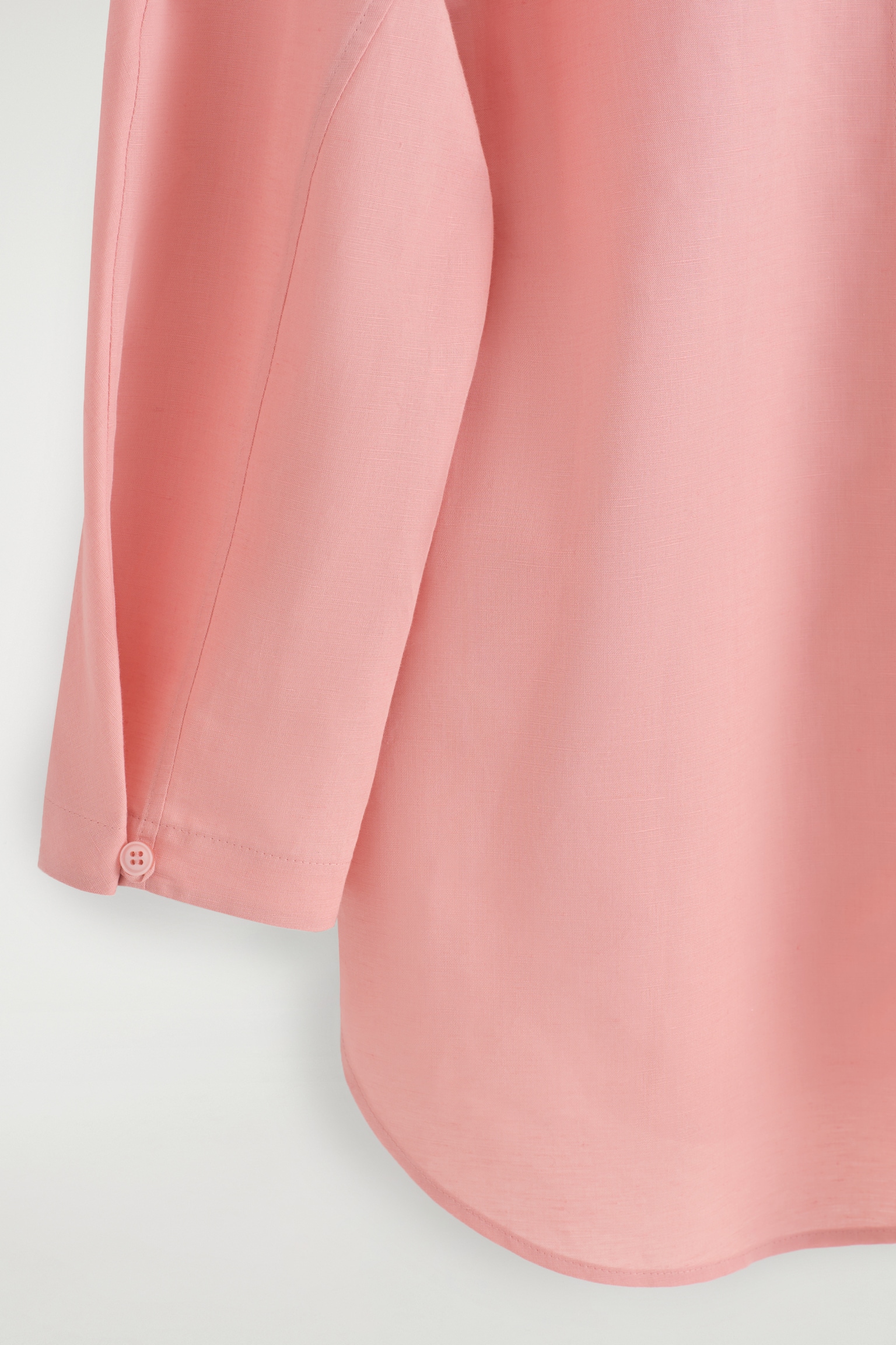 CAMISA DE LINO Y ALGODÓN CON CUELLO DE PICO - ROSA/MARRÓN OSCURO - 5