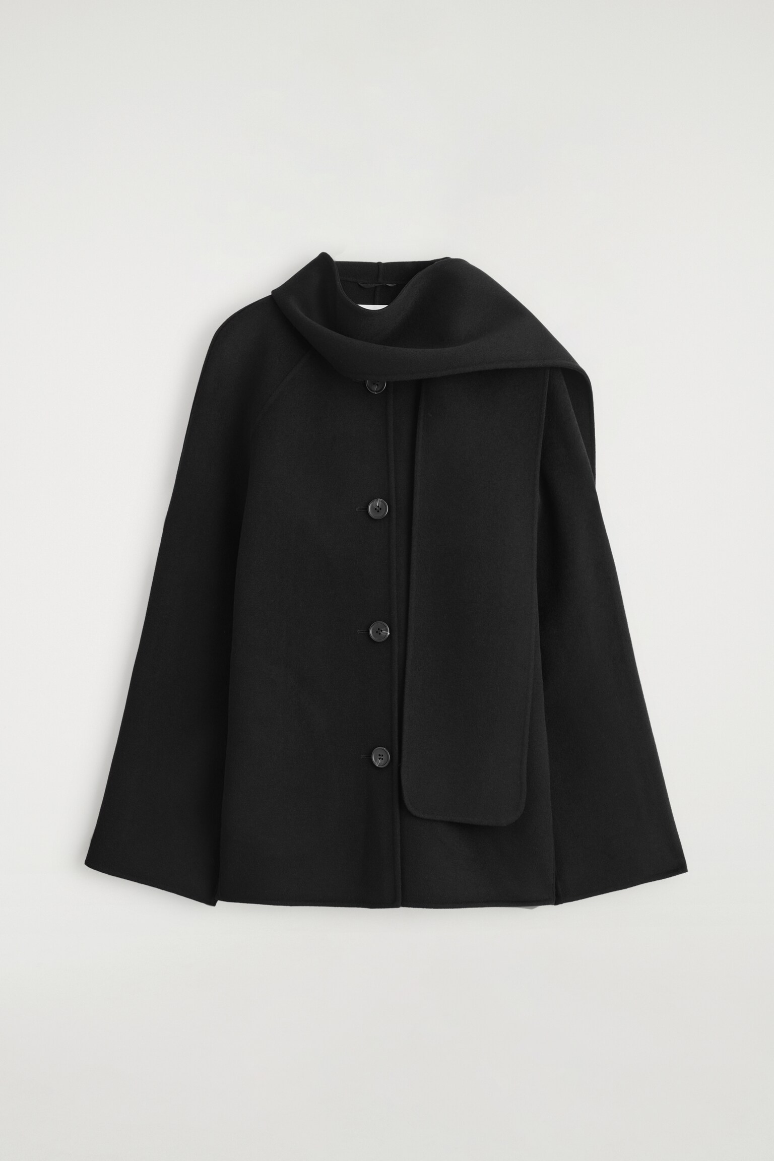 DOUBLE-FACED WOOL SCARF SHORT JACKET - BLACK/GREY - 2