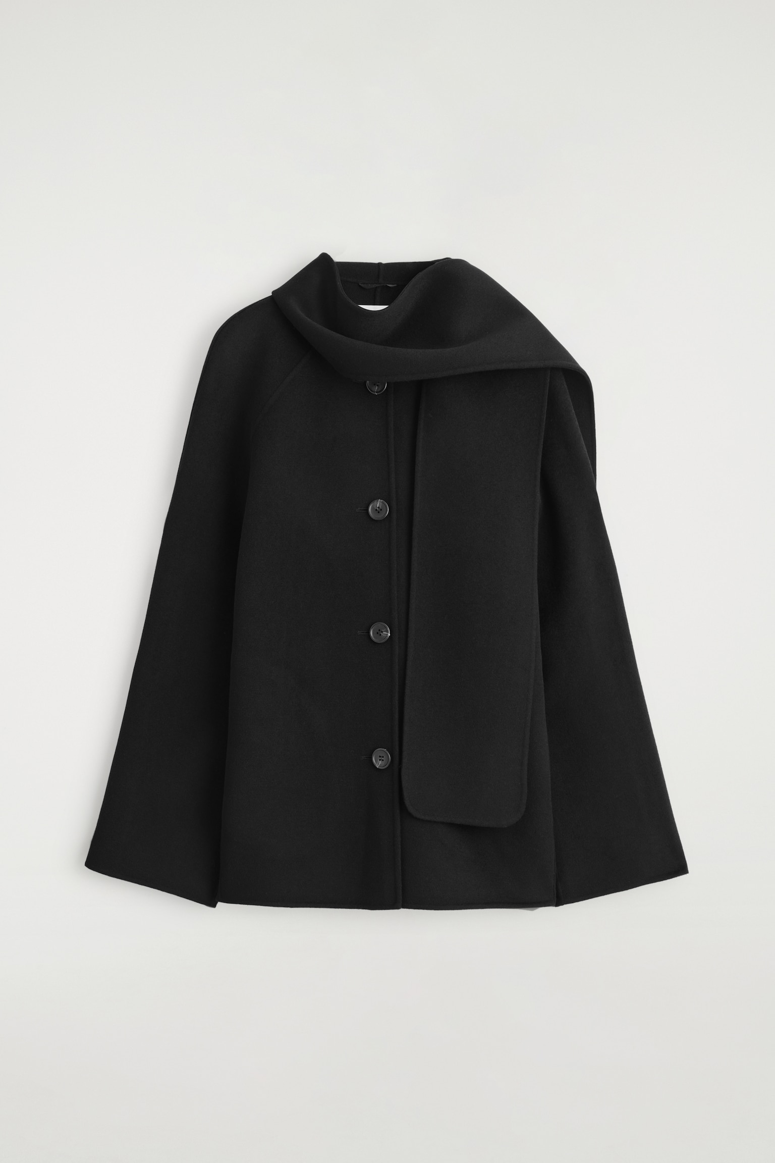 VESTE ÉCHARPE COURTE EN LAINE DOUBLE FACE - NOIR/GRIS - 2
