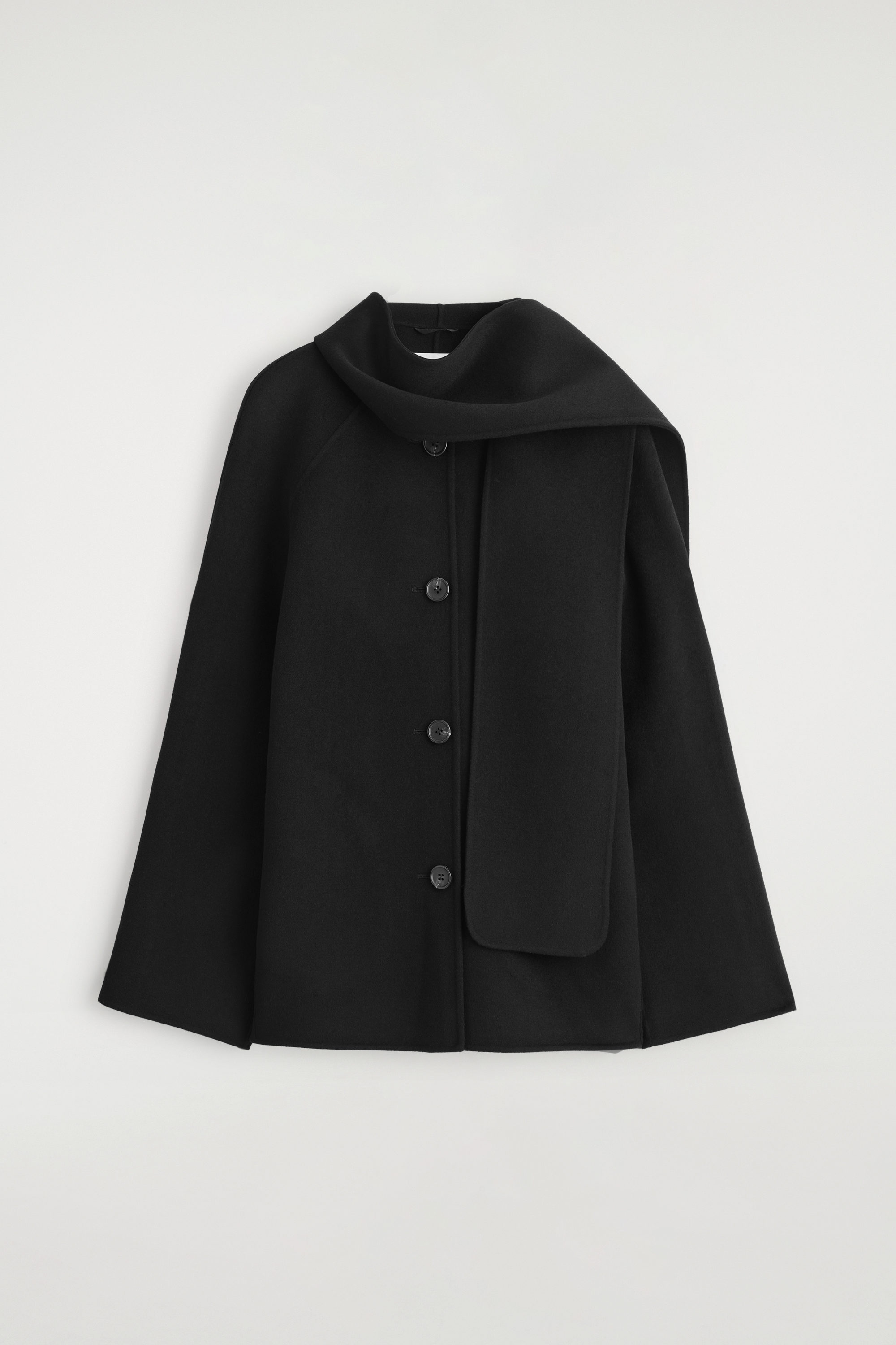 nalaナラ Wool cape coat ポンチョ コート BLACK 黒 DOUBLE-FACED WOOL SCARF JACKET - BLACK | COS