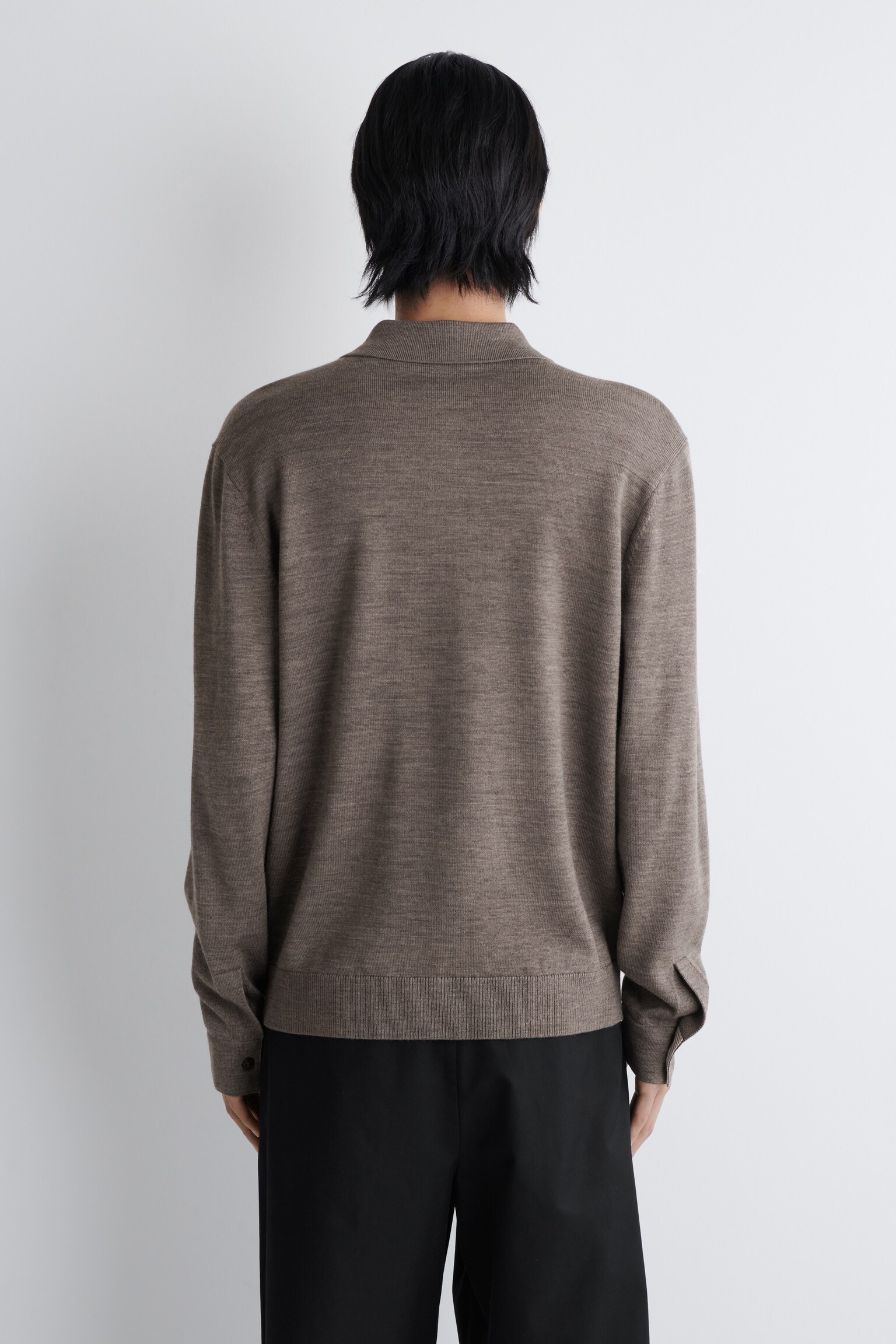 POLO EN MAILLE DE MÉRINOS - GRIS CHINÉ - 4