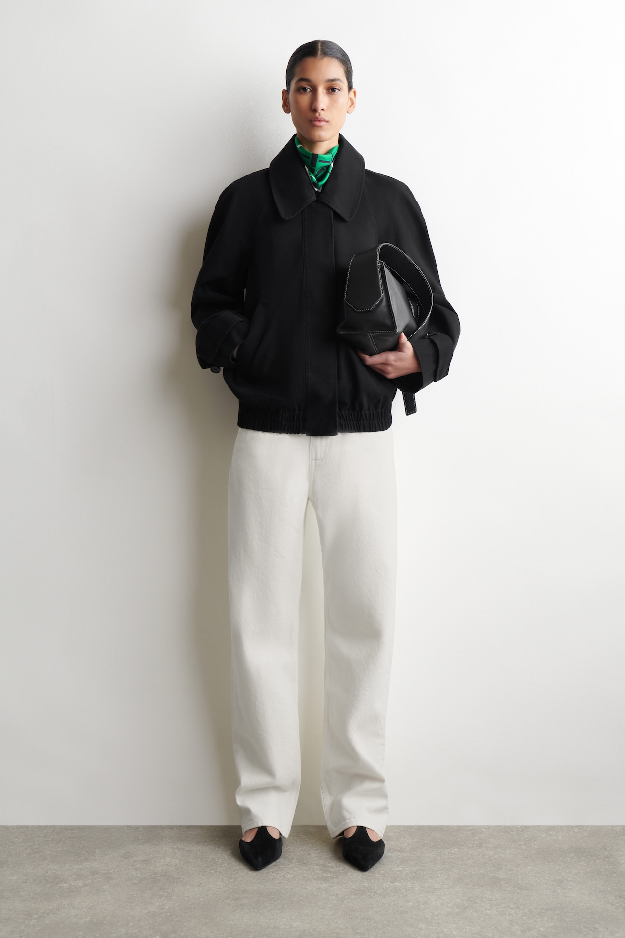 ROUNDED COTTON BLOUSON JACKET