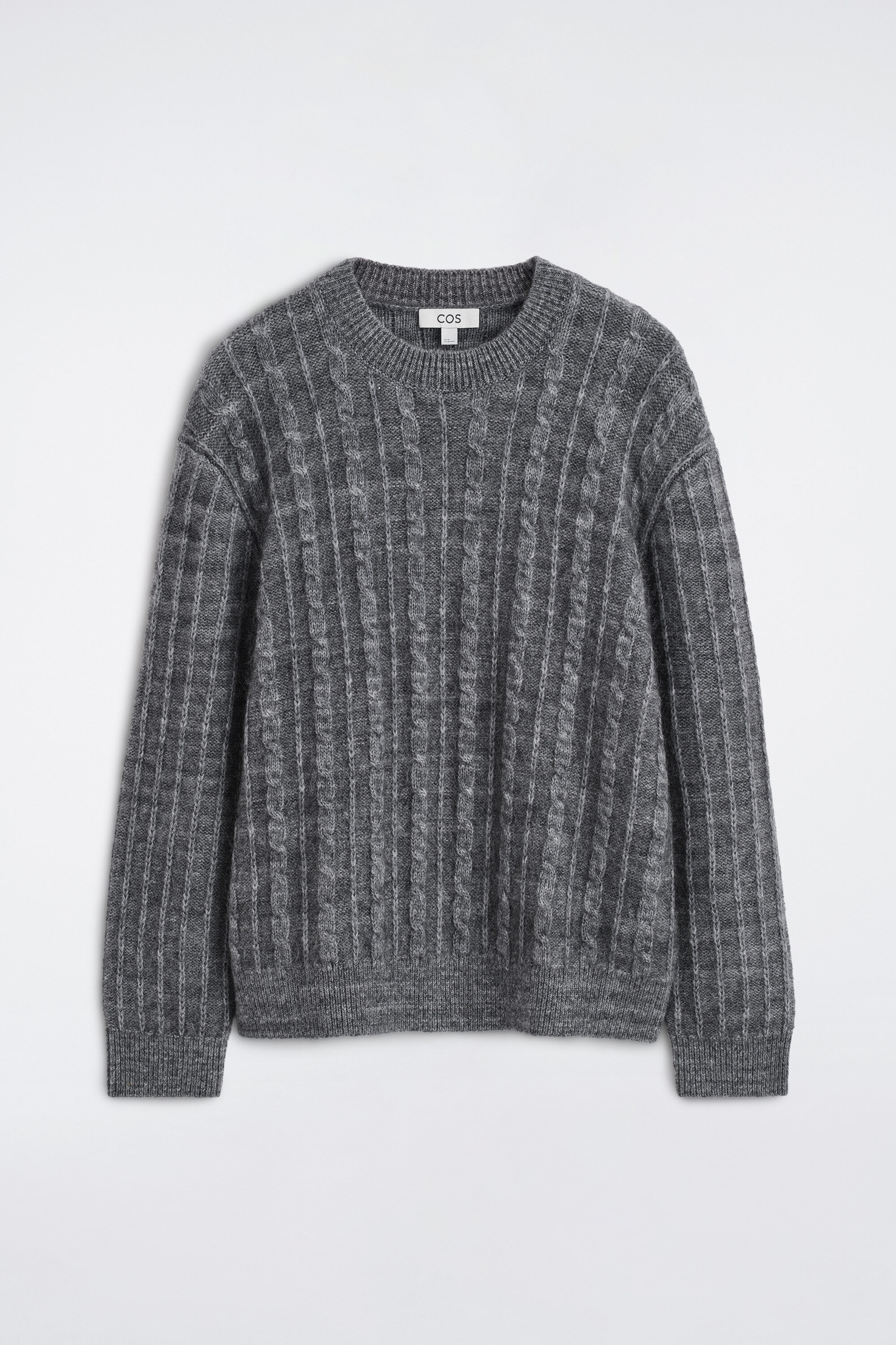CABLE-KNIT MERINO-MOHAIR SWEATER - GRAY MÉLANGE | COS US