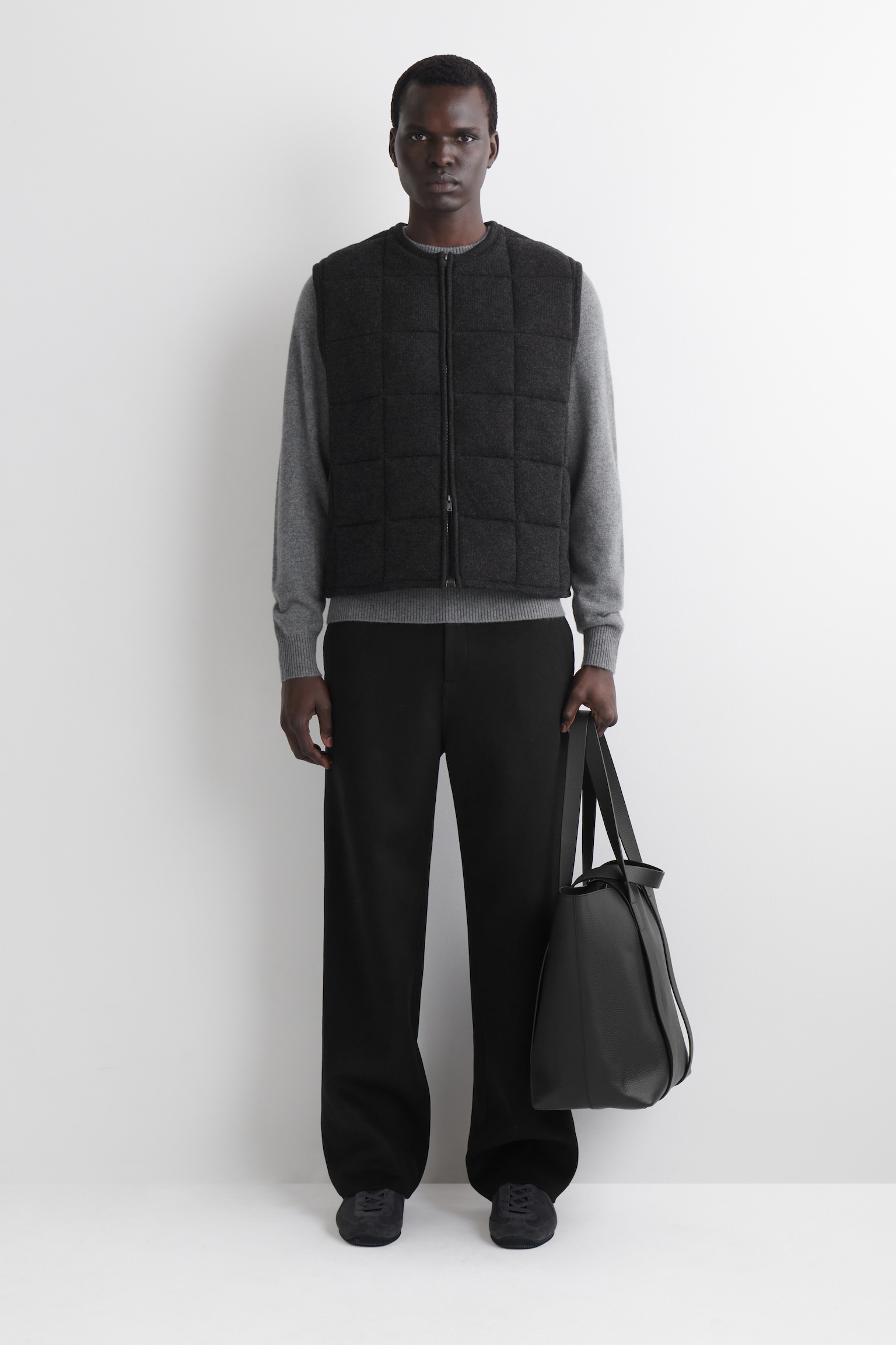 GESTEPPTE STRICKWESTE AUS MERINOWOLLE - ANTHRAZITGRAU MELIERT - 7