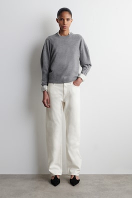 BALLOON-SLEEVE MERINO WOOL JUMPER — GREY 2