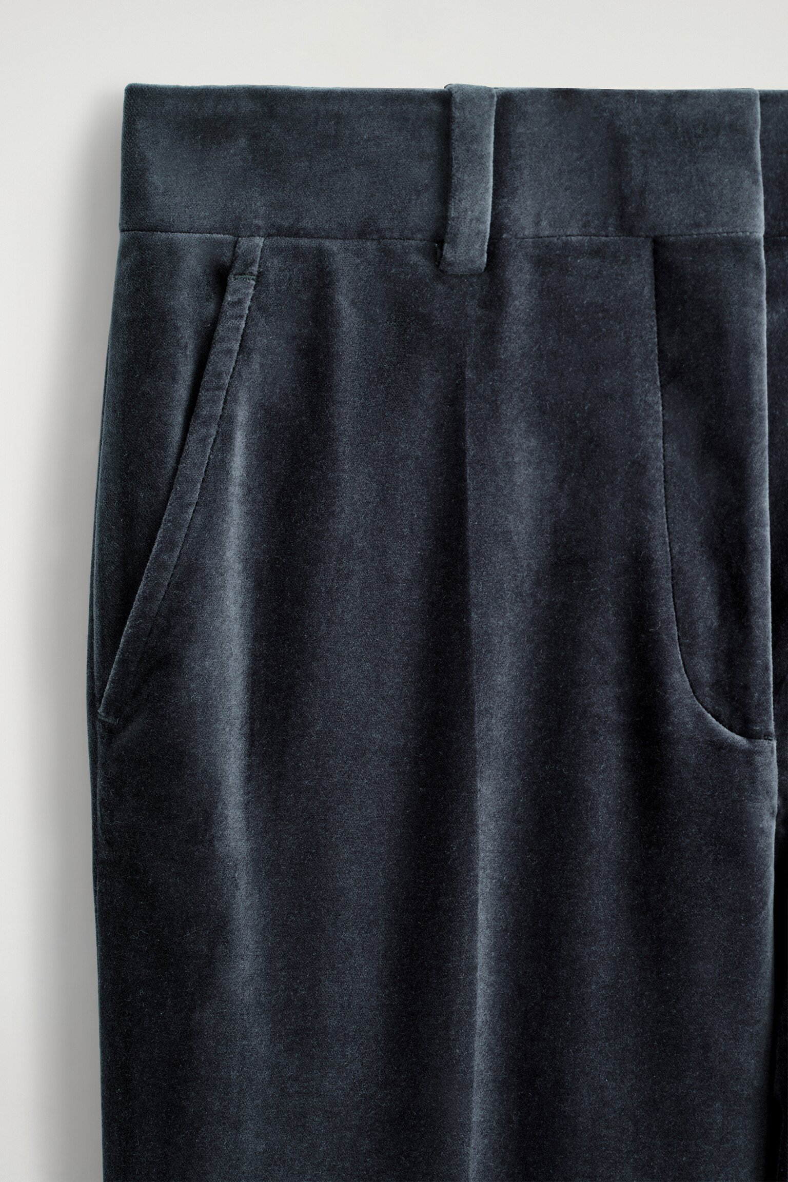 VELVET STRAIGHT-LEG TROUSERS - NAVY - 3