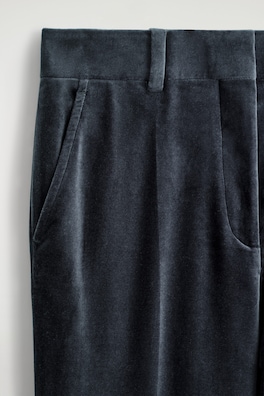VELVET STRAIGHT-LEG TROUSERS — NAVY 2