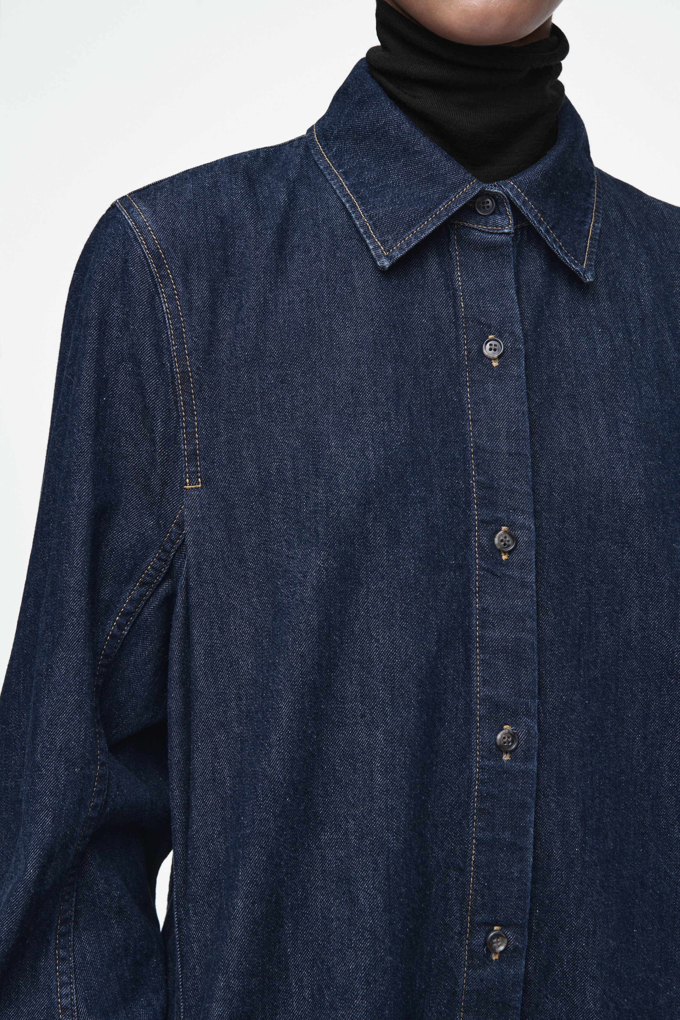 ジャケット・アウター I LINE DENIM SHIRT DRESS Aileen Short Sleeve Denim Dress – Hinson Wu