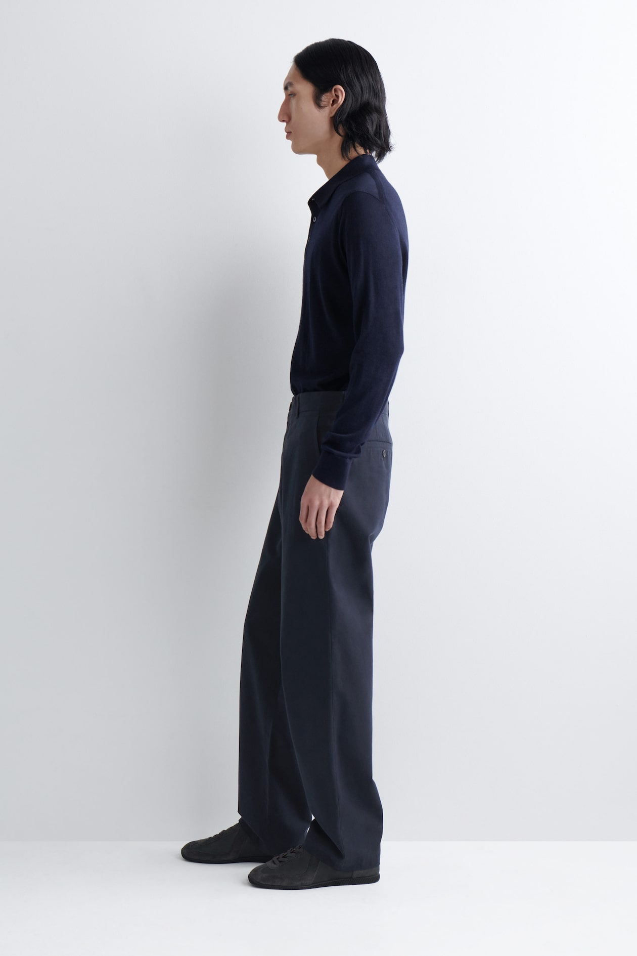 COTTON REGULAR-FIT STRAIGHT-LEG CHINOS — NAVY