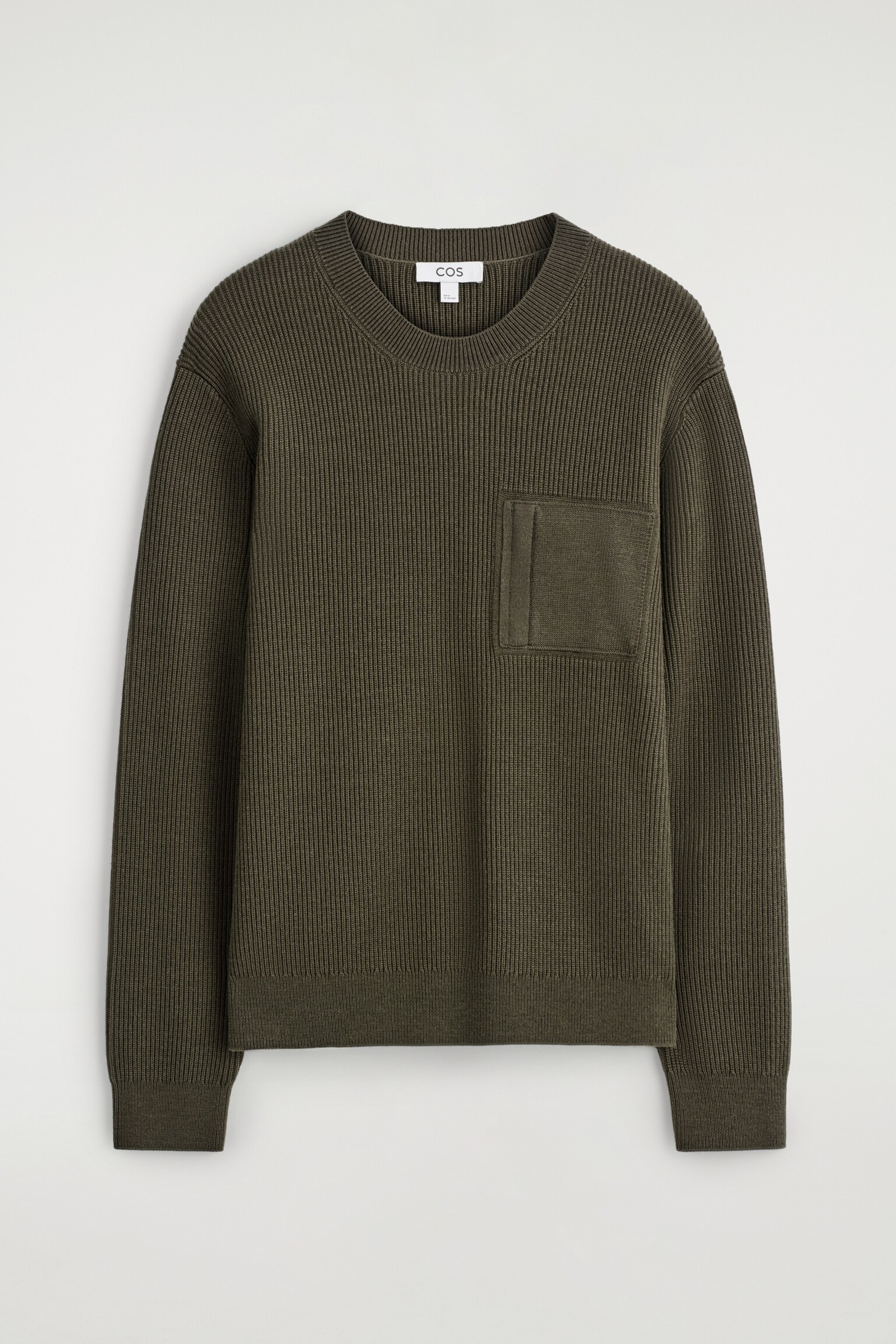 PULL À COL ROND ET DÉTAIL DE POCHE EN LAINE - KAKI/BEIGE CHINÉ - 2