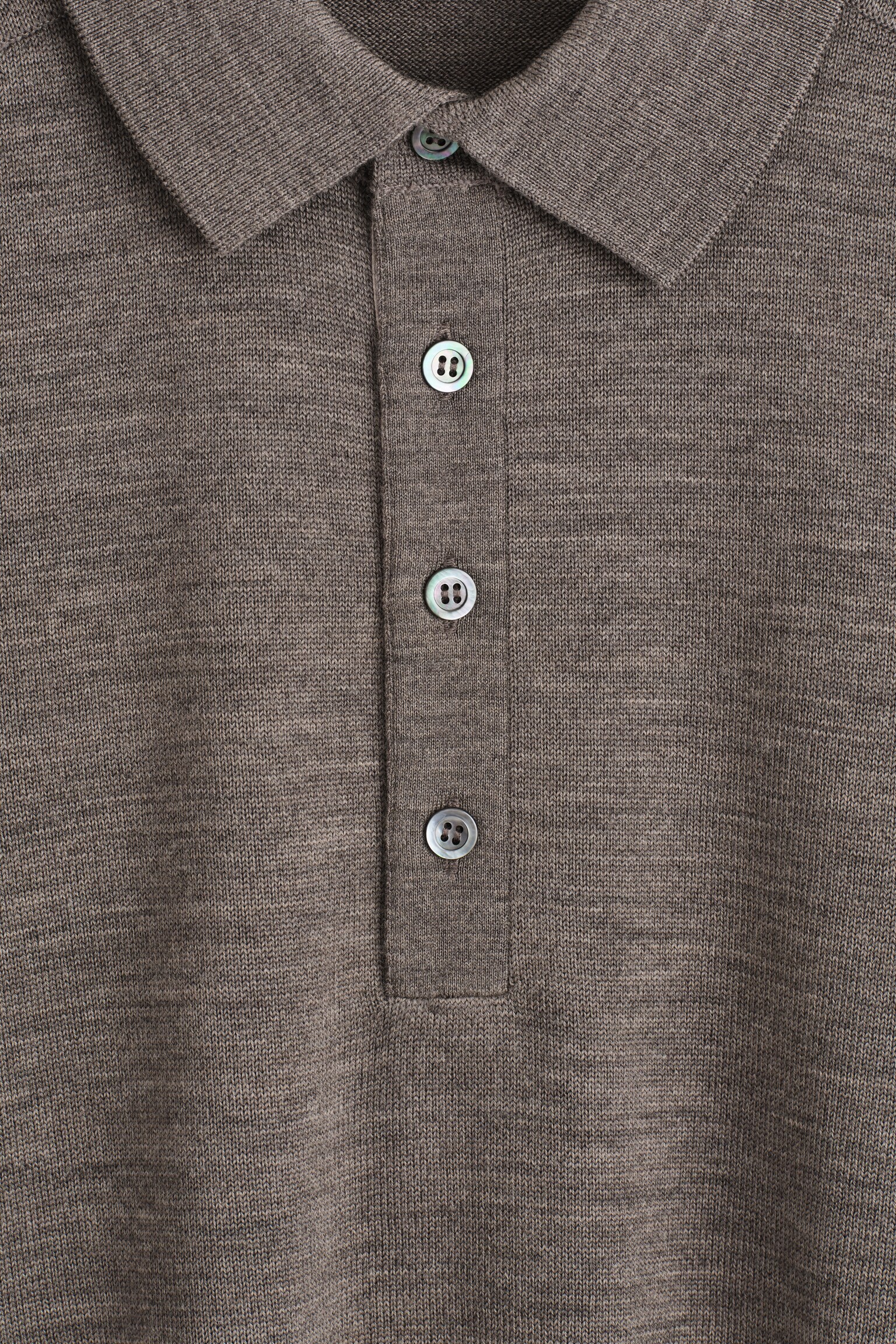 POLO EN MAILLE DE MÉRINOS - GRIS CHINÉ - 3