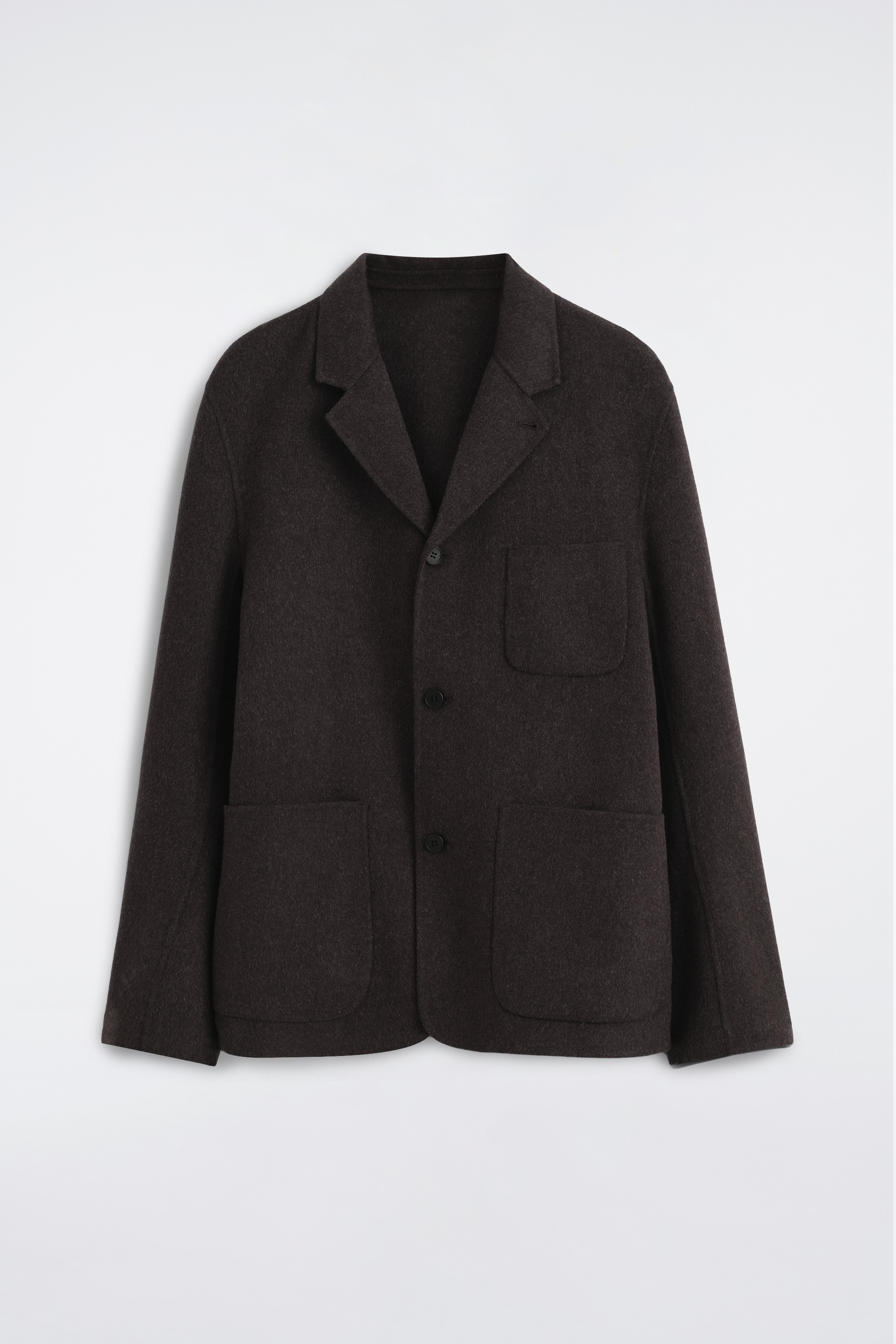 Losvallende dubbelzijdige wollen blazer - DONKERBRUIN
