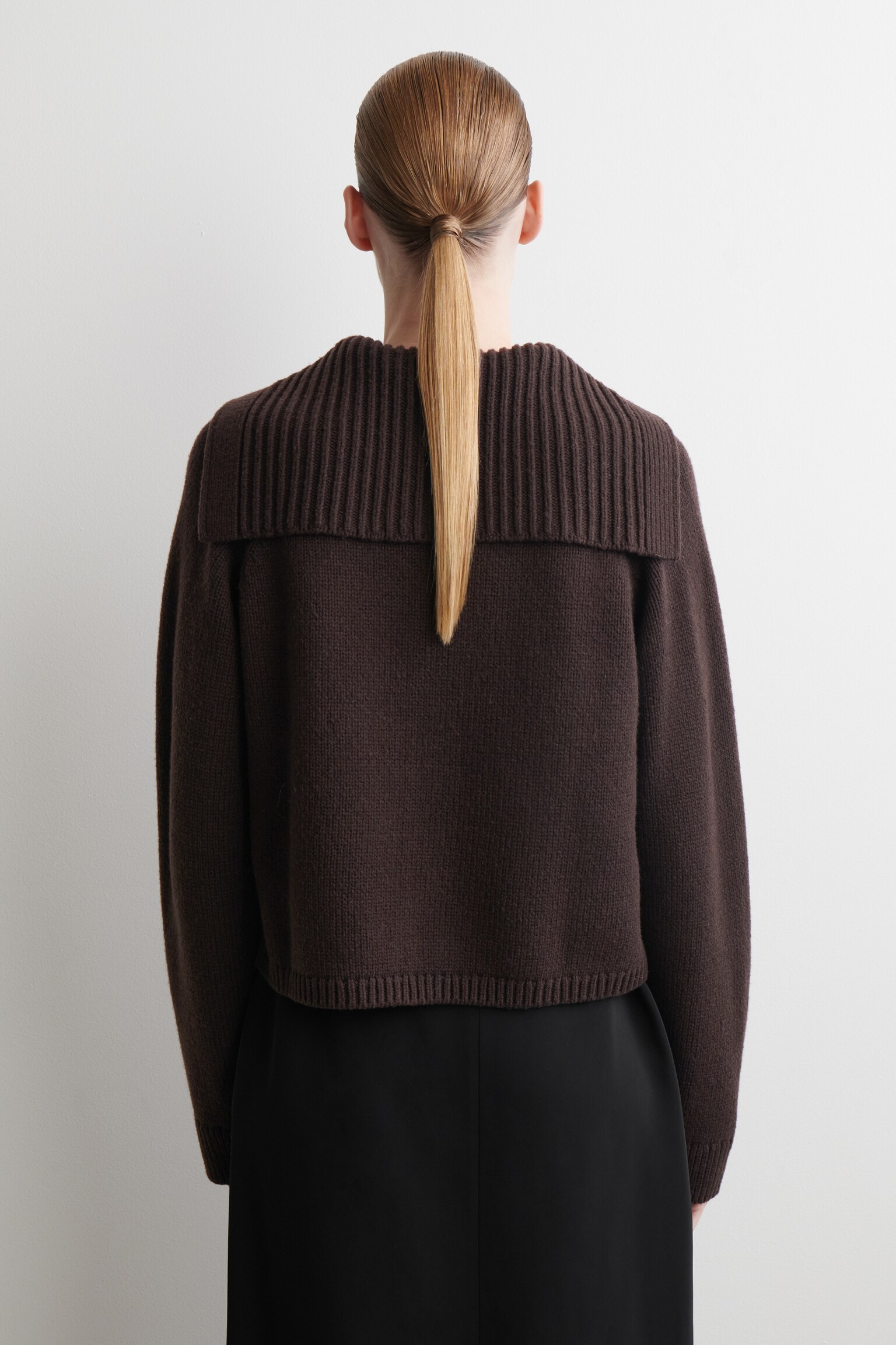 CARDIGAN À COL MARIN EN LAINE - BRUN FONCÉ/BEIGE - 4