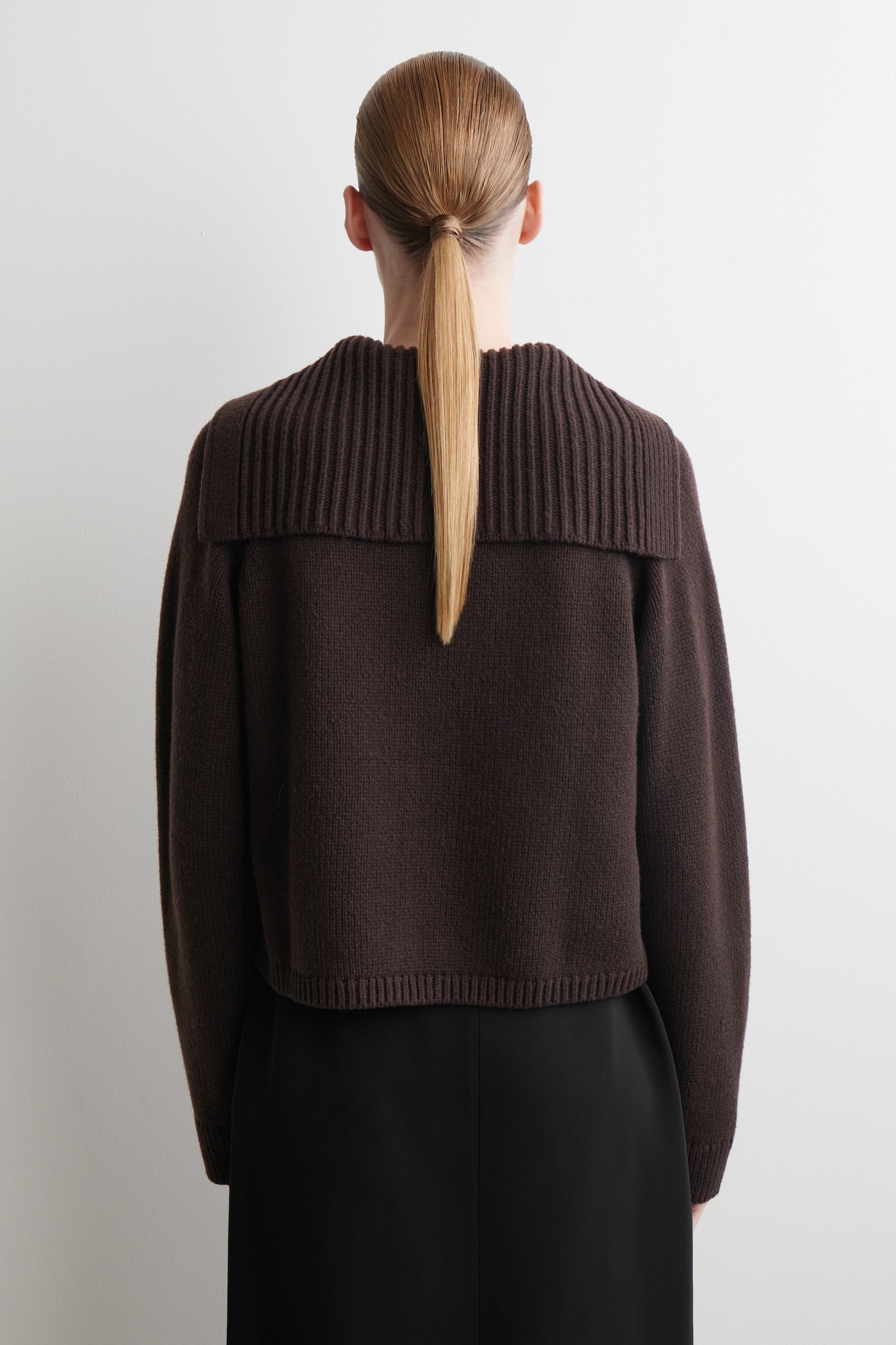 CARDIGAN À COL MARIN EN LAINE - BRUN FONCÉ/BEIGE - 5