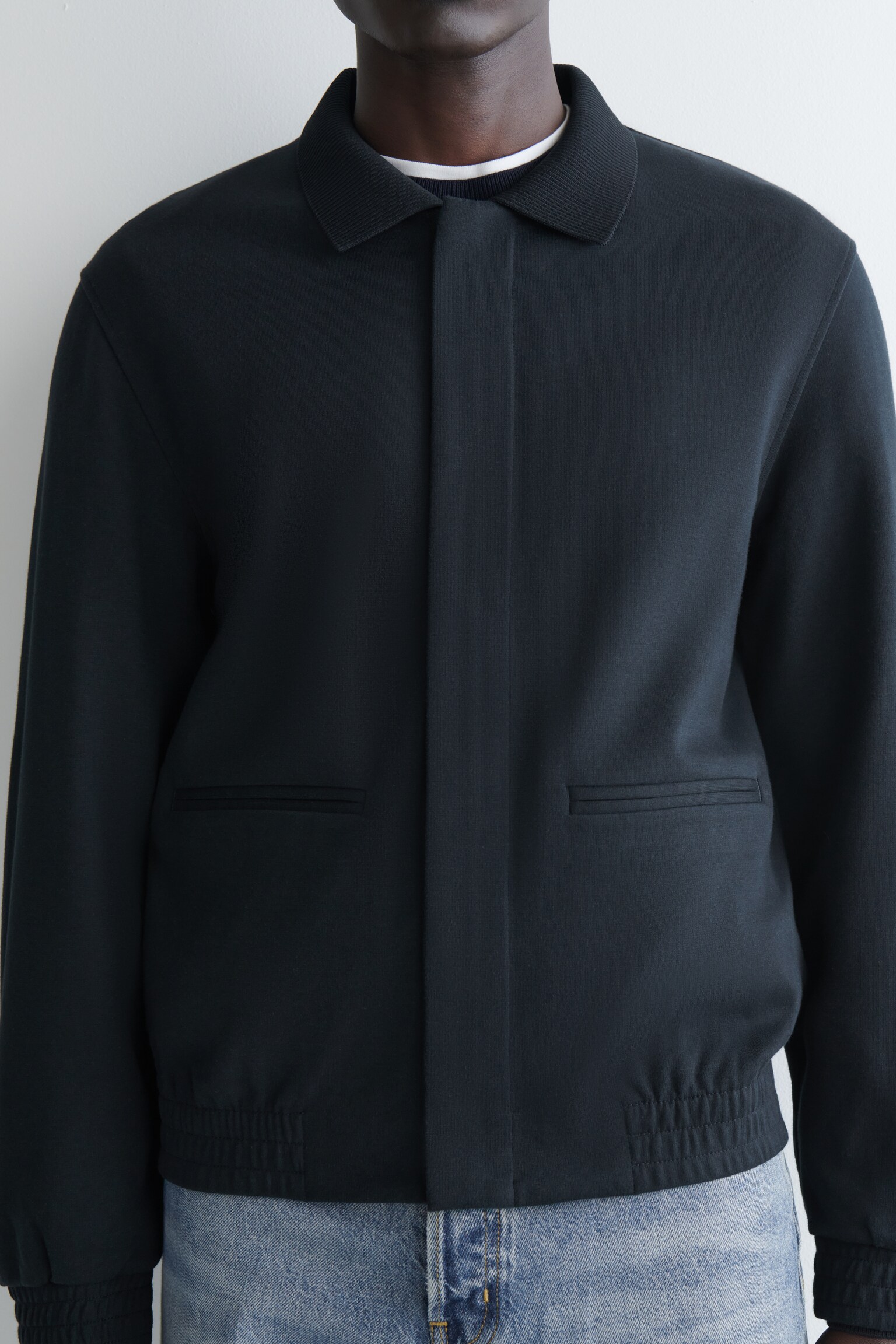 CHAQUETA HARRINGTON DE PUNTO - AZUL MARINO/VERDE OSCURO - 5