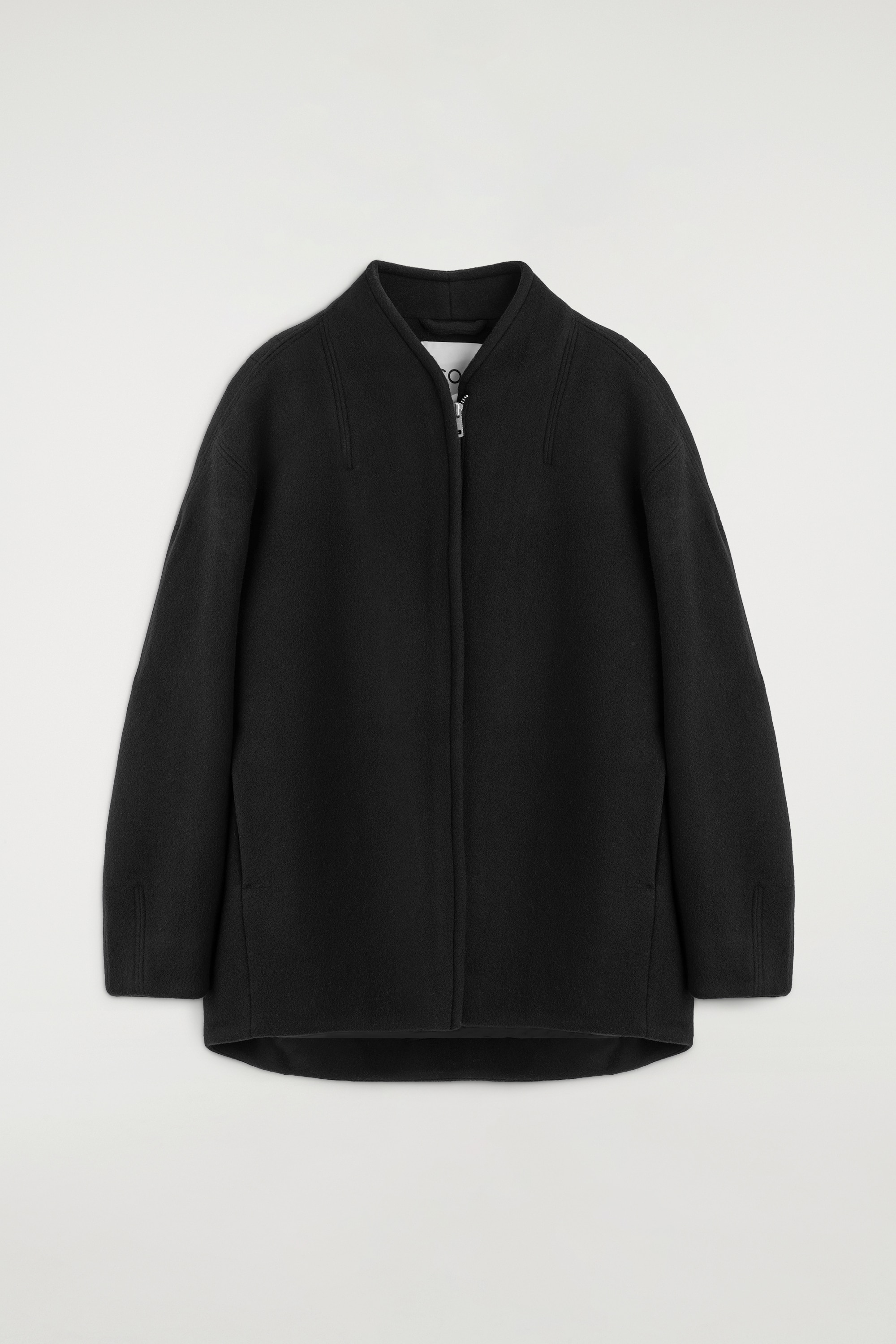 VESTE ZIPPÉE EN MÉLANGE DE LAINE SCULPTÉE - NOIR/GRIS