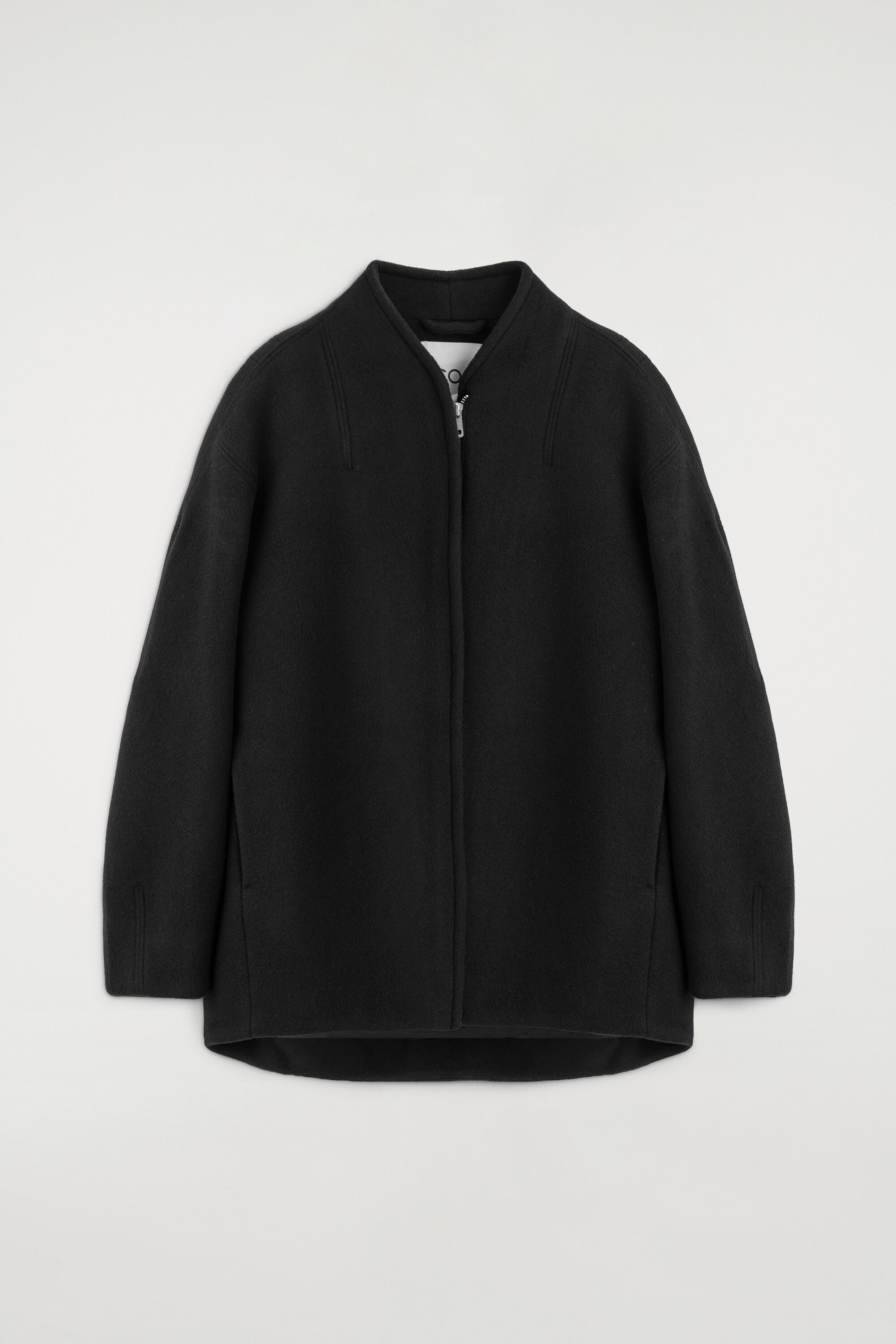 SCULPTED WOOL-BLEND ZIP-UP JACKET