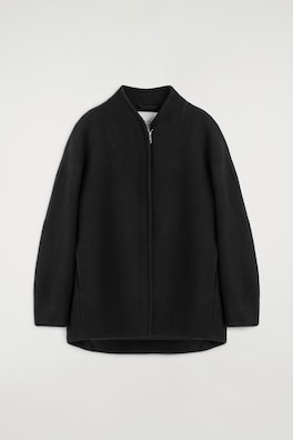 SCULPTED WOOL-BLEND ZIP-UP JACKET — BLACK 9