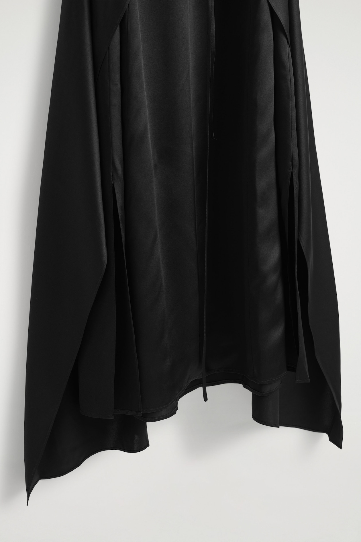WRAP-FRONT SILK MAXI DRESS — BLACK