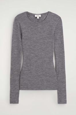 SLIM MERINO WOOL TOP — GRAY MÉLANGE 7