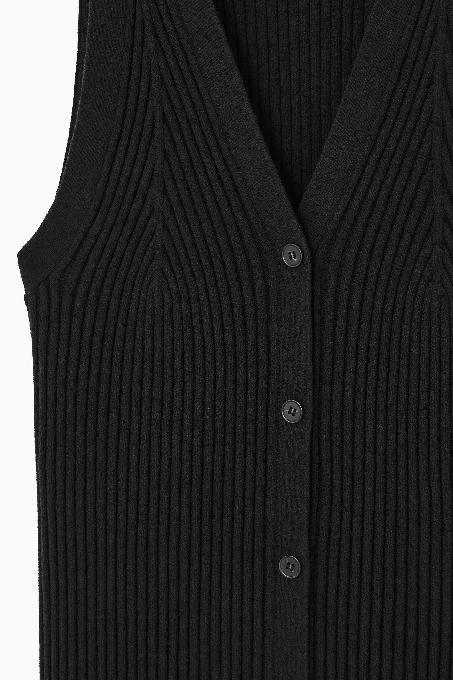 RIB-KNIT V-NECK WAISTCOAT - BLACK - 2